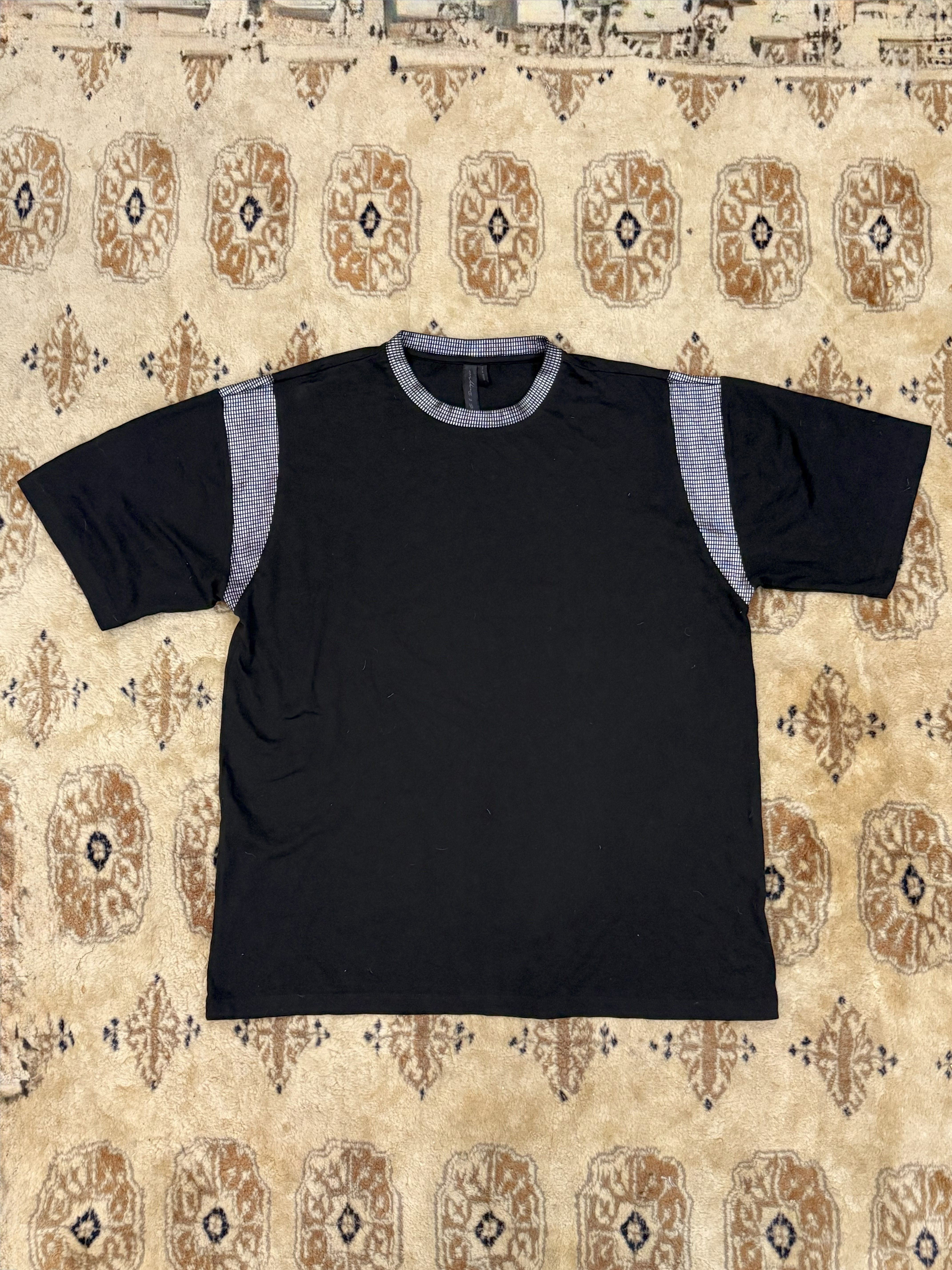 Black T-Shirt with Silver Grid Panels (S) oversized