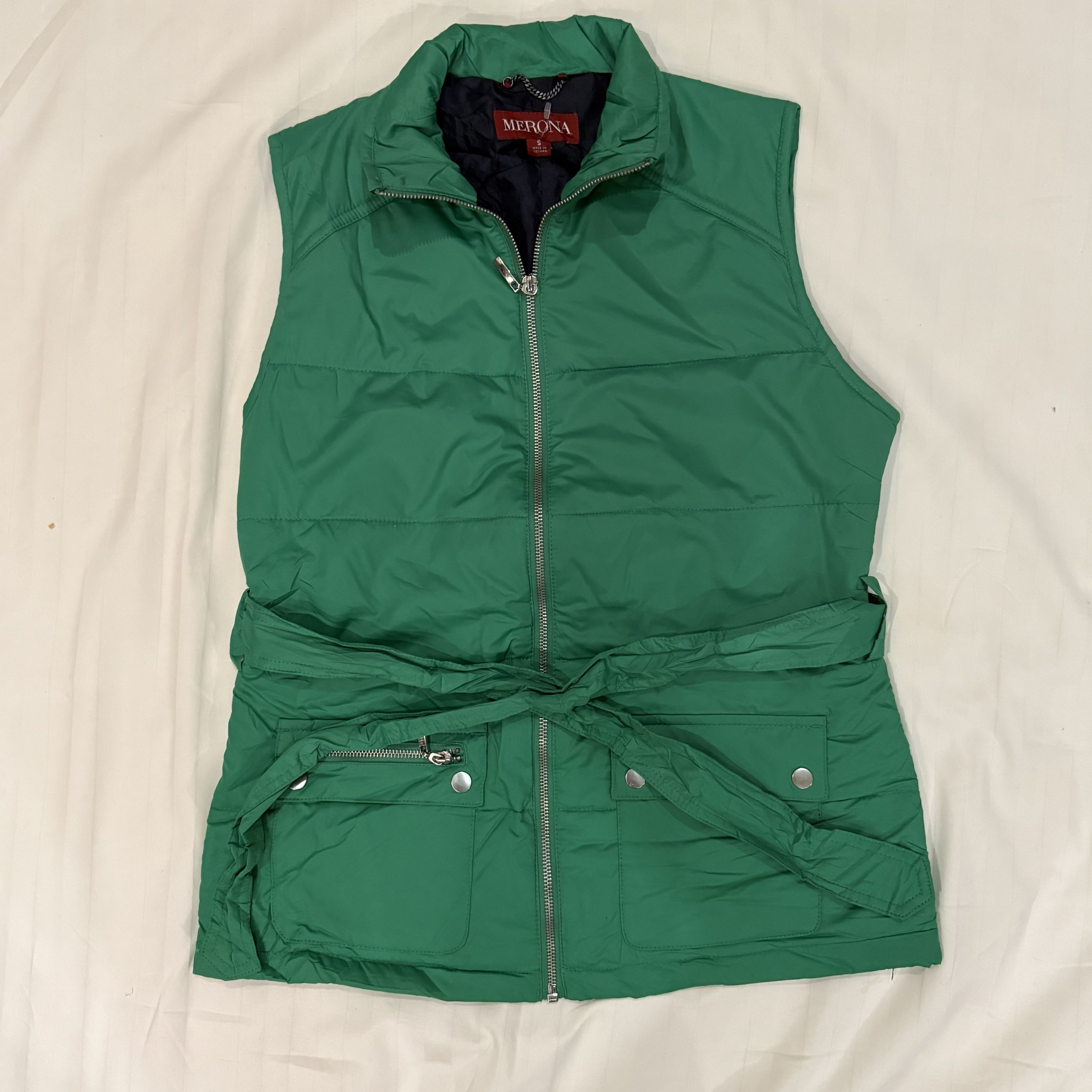 Puffer Vest Kelly Jade Green Quilted size (S)