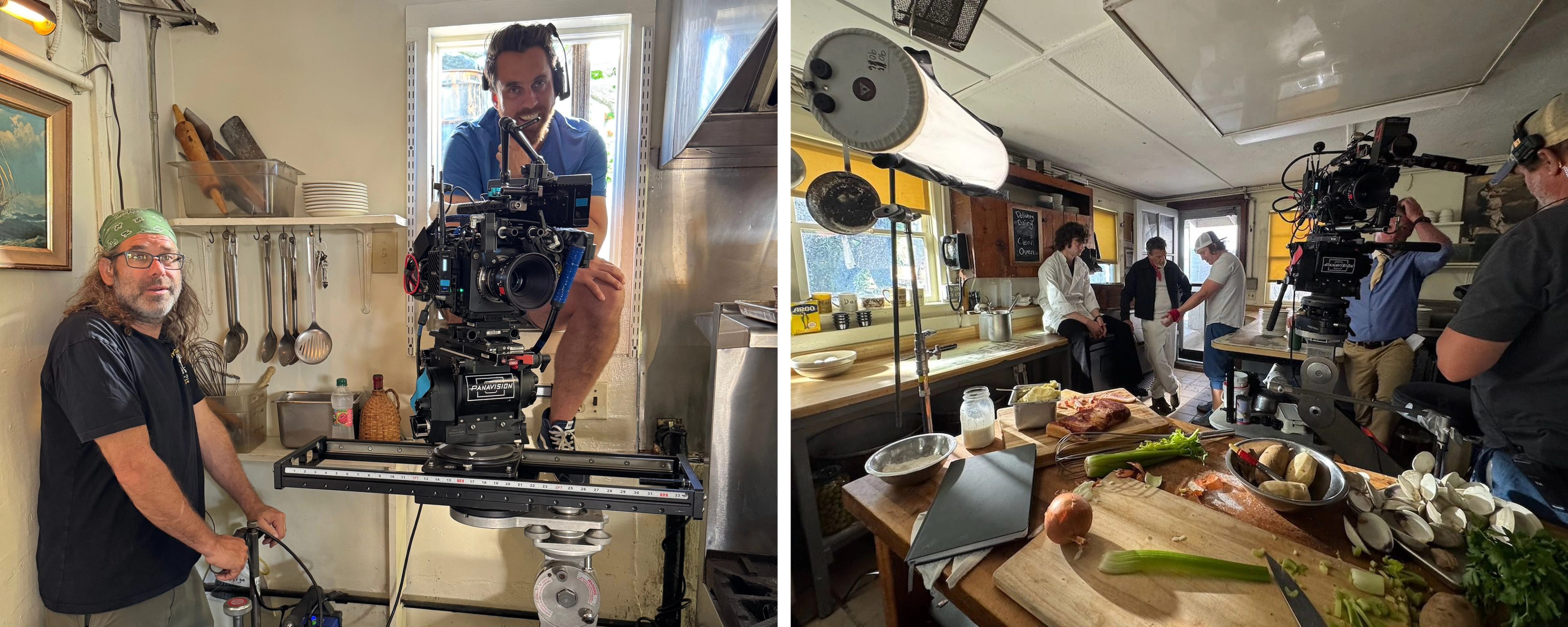 The crew of "Tony" in the kitchen set.
