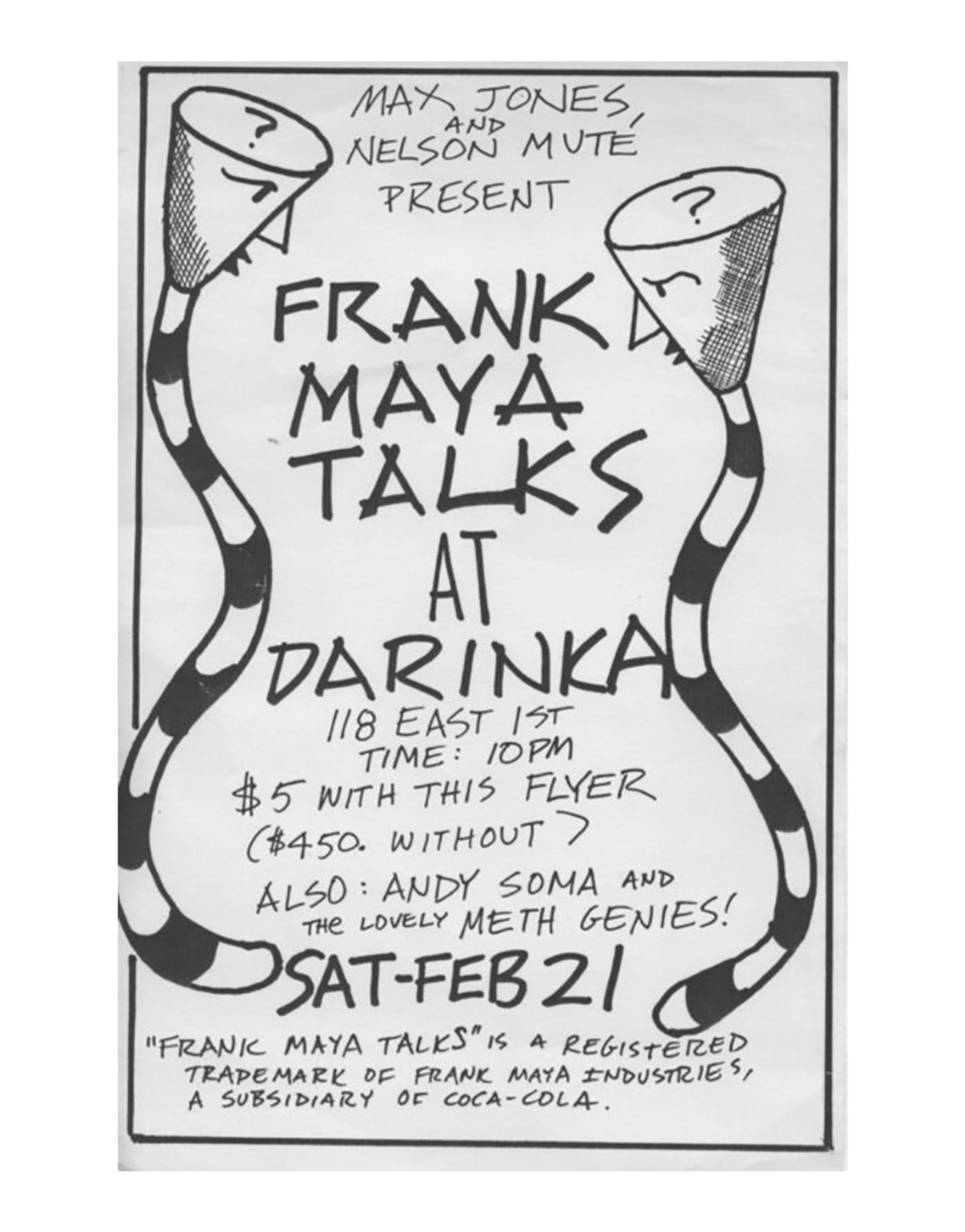 A poster for a Frank Maya show.