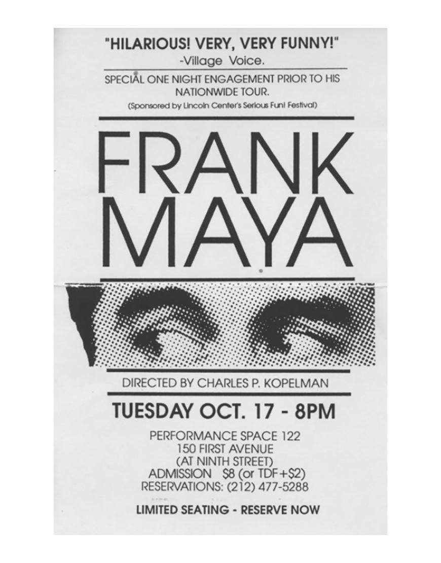 A poster for a Frank Maya show.