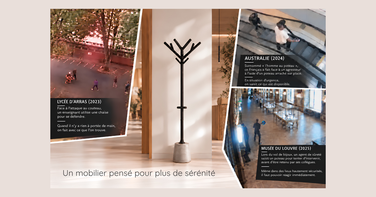 Photos de l'attaque au couteau du lycée d'Arras, de l'attaque dans un centre commercial en Australie, du vol des bijoux au musée du Louvre entourant une photo du portemanteau ARA.