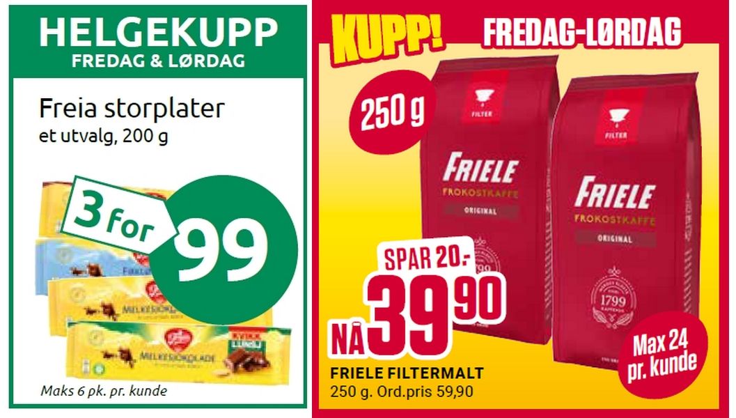 Ukas helgetilbud fra matkjedene - torsdag til lørdag