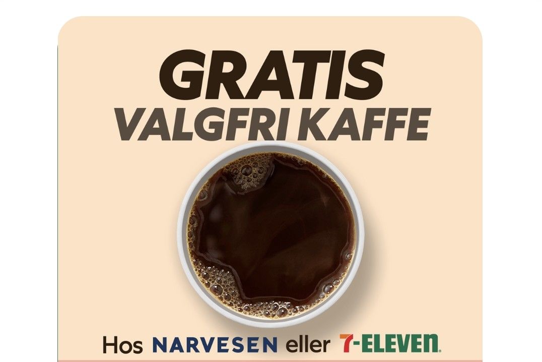 Hent deg en helt gratis kopp kaffe hos Narvesen eller 7-Eleven
