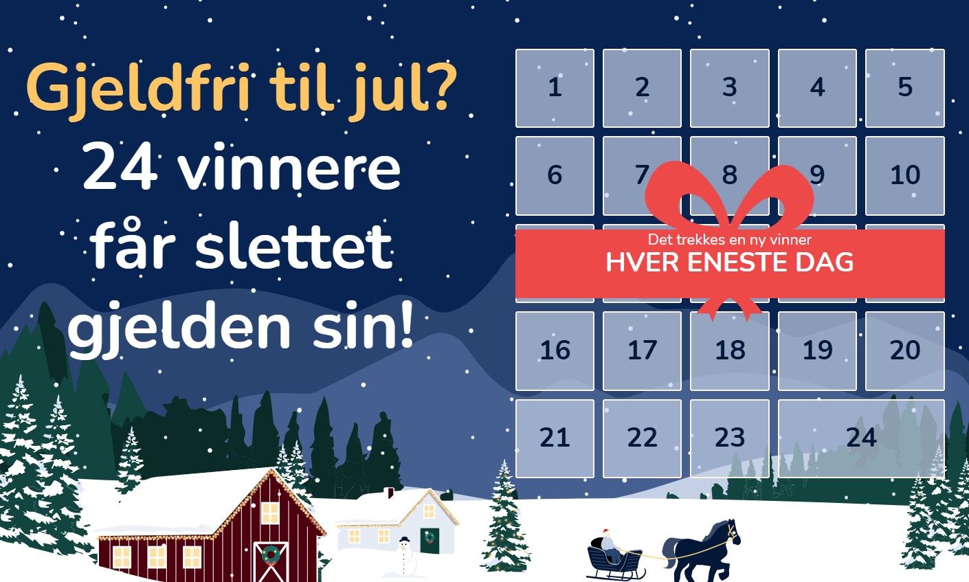 Julekalender: Få 24 sjanser til å vinne sletting av gjelden din!