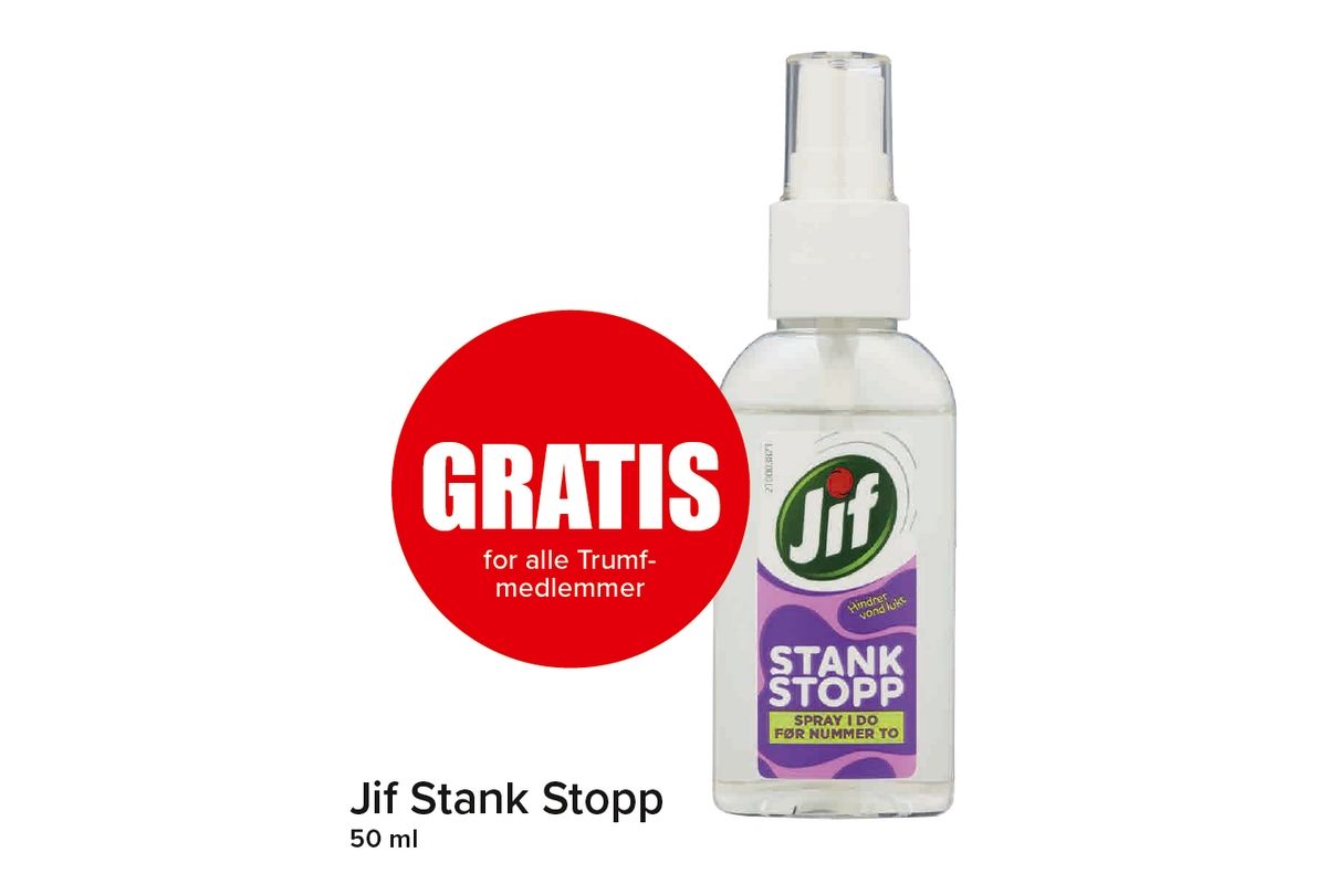 Tja, kanskje ikke et produkt du kjente til eller følte behov (men kanskje luktet behov) for? Nå kan du i alle fall hente sprayen Jif Stank Stopp HELT GRATIS - som er ment brukt før du gjør nummer to. Kanskje kjekt å ha med seg når du skal på besøk til andre og må veldig...