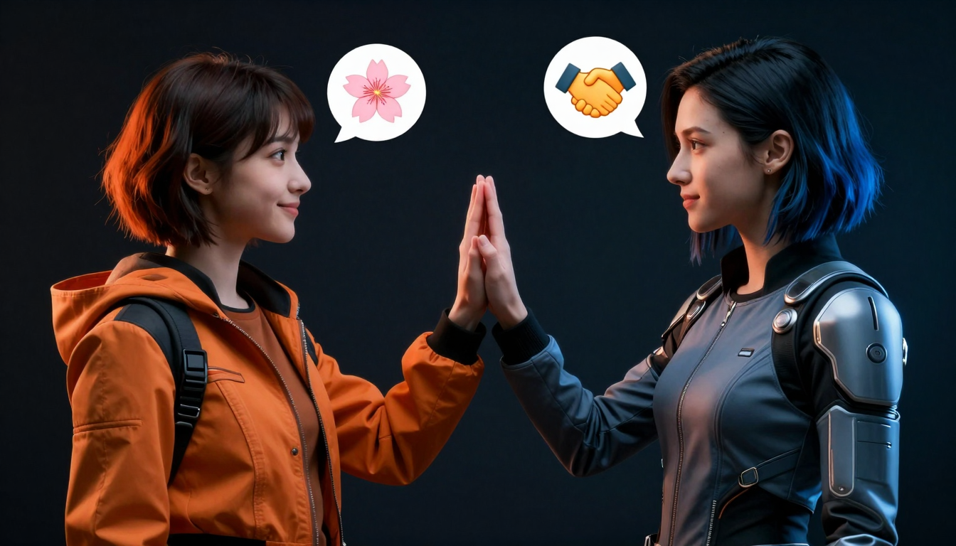2 girls touching palms expressing a collaborative mood