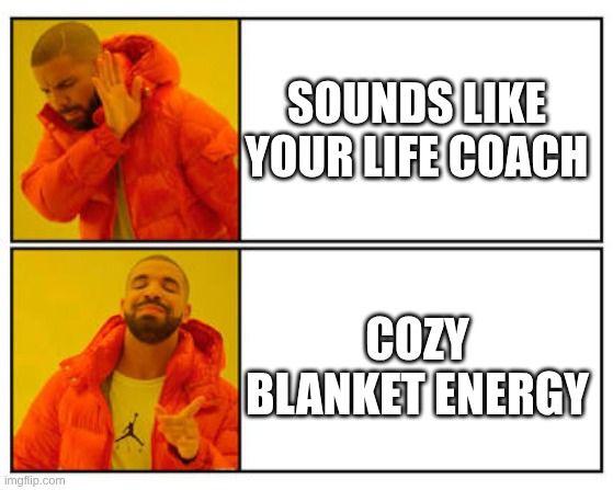 meme comparison image contrasting AI with professional tone with AI with cozy tone