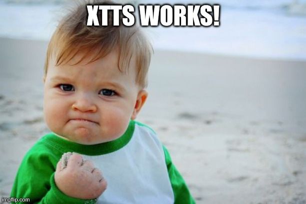 image of an infant doing a fist bump showing xtts works