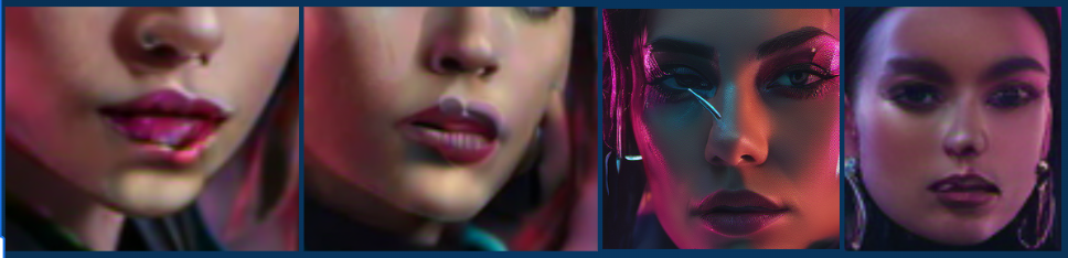 images of badly AI generated female faces