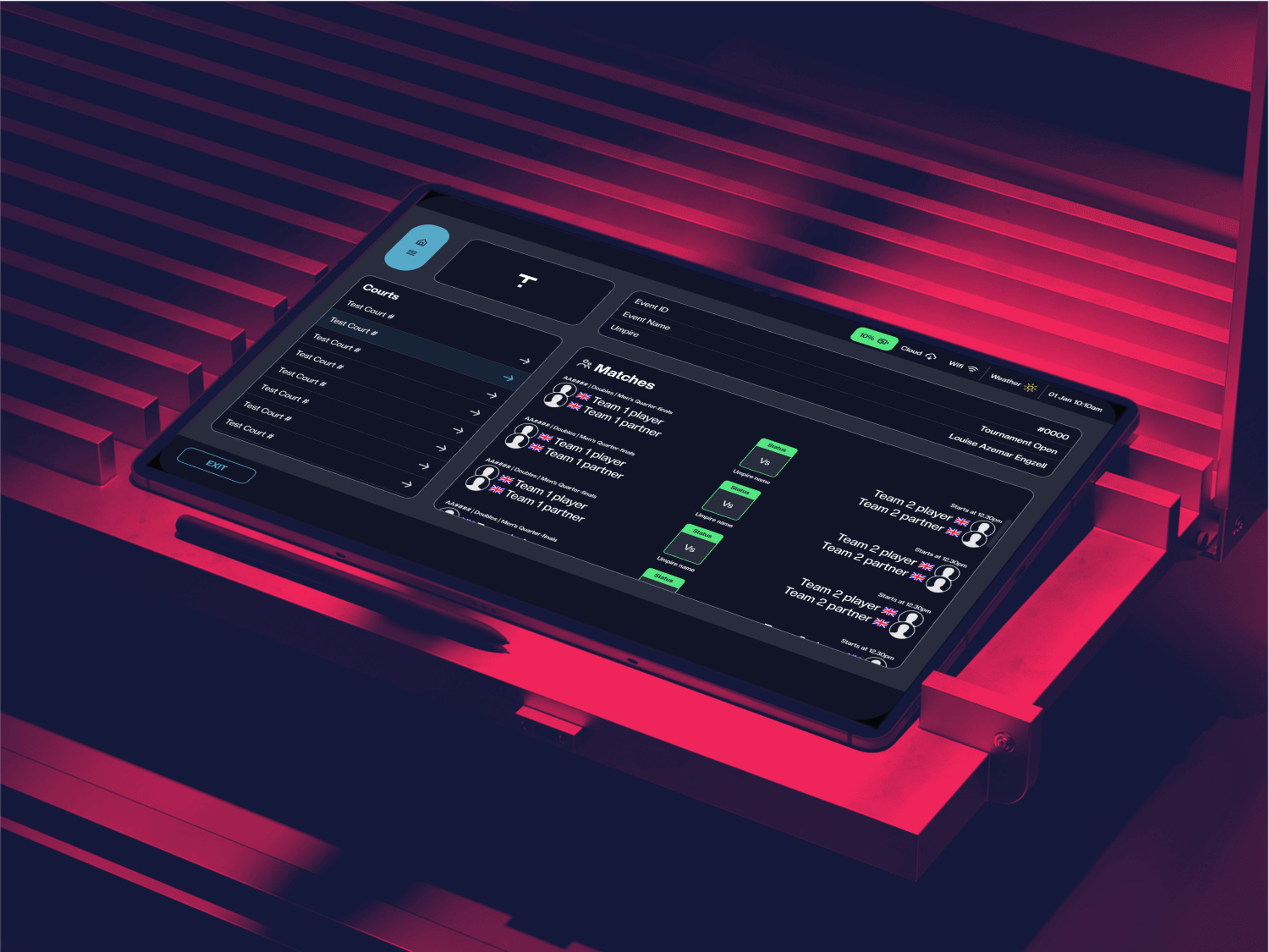 Tennis Score: Court & match select