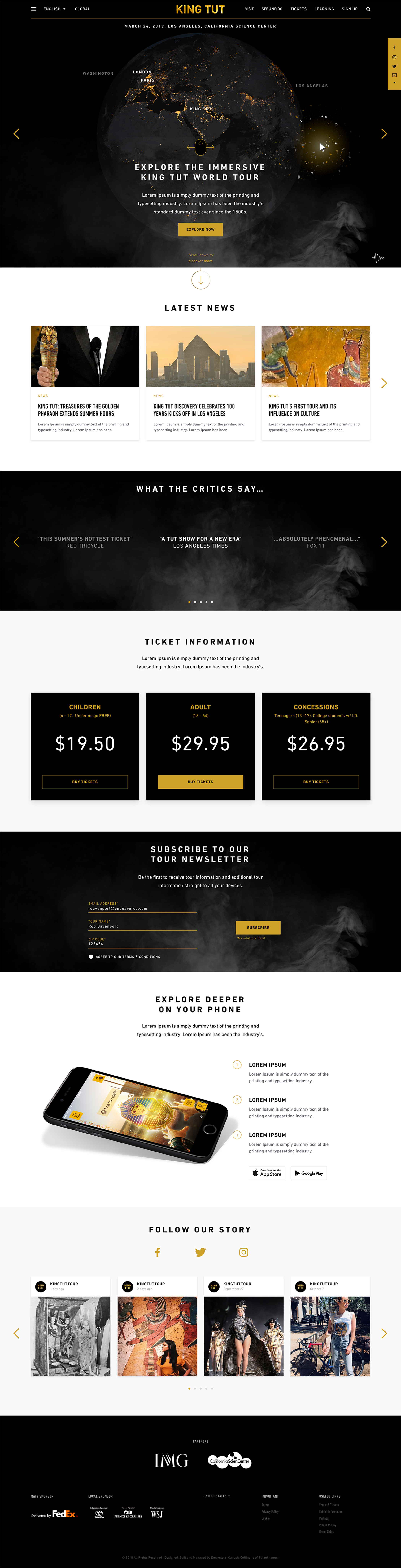 Tutankhamun World Tour: World tour homepage