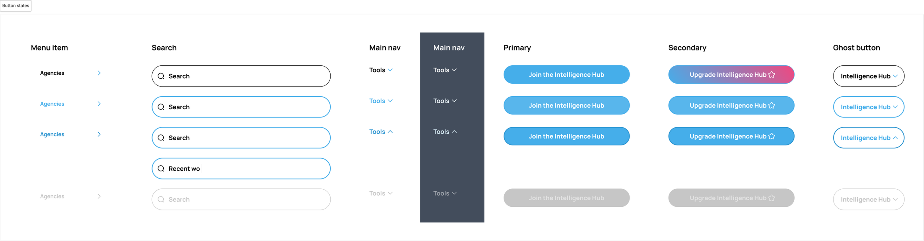 Creativebrief: Button & nav states