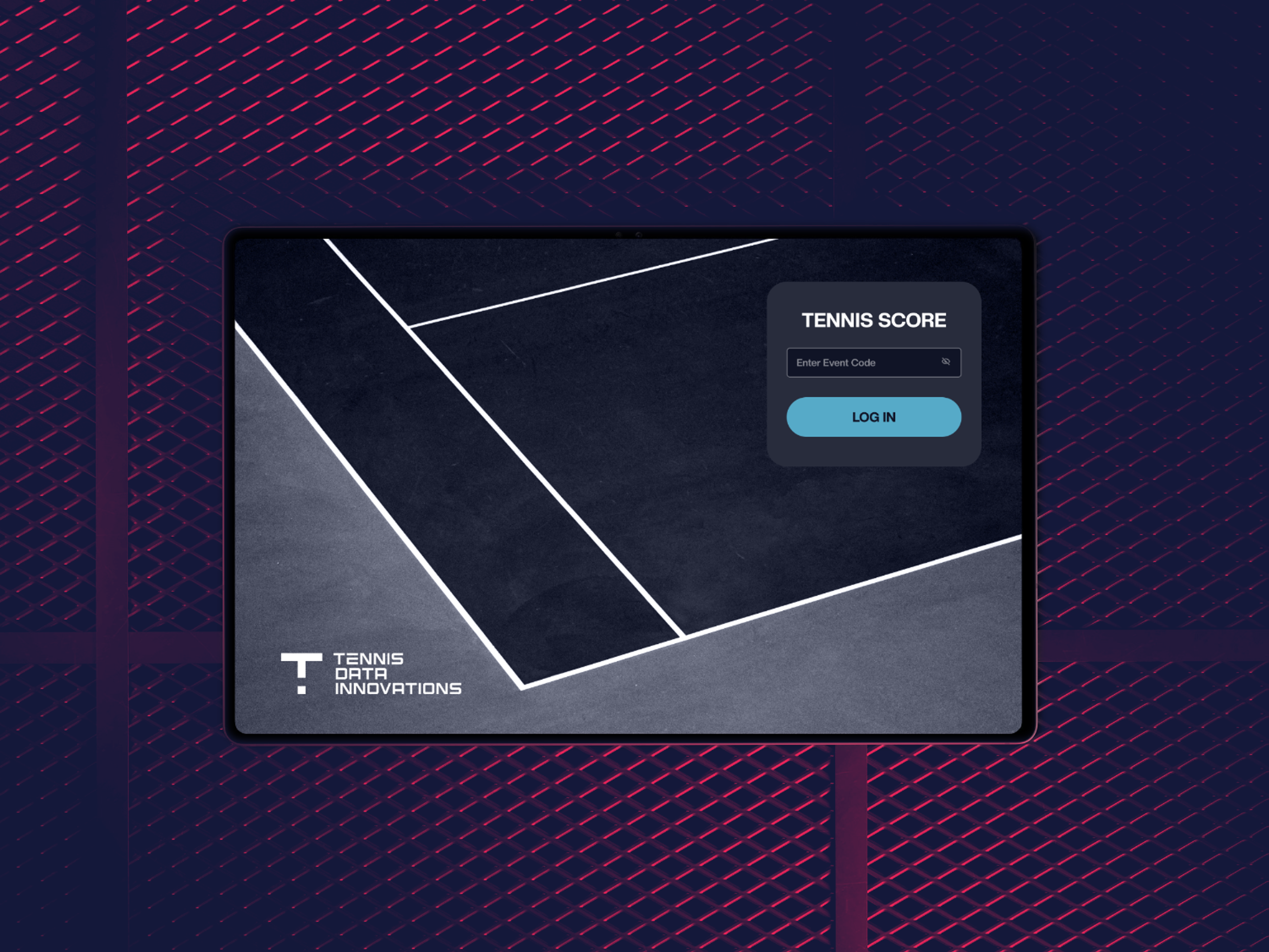 Tennis Score: Event log-in