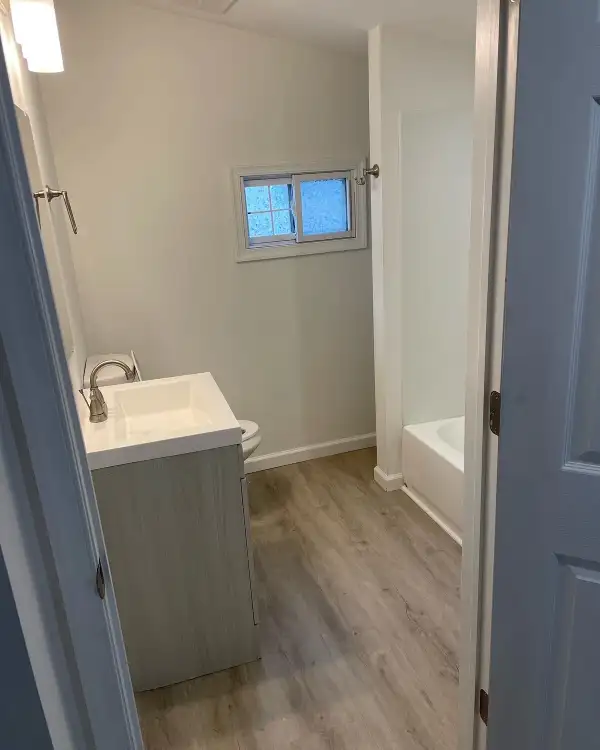 Blackwood, NJ Ground-Up Bathroom Addition — New Construction from Raw Earth, Soaker Tub/Shower Combo, Modern Floating Vanity & Full Brushed Nickel Fixture Package
