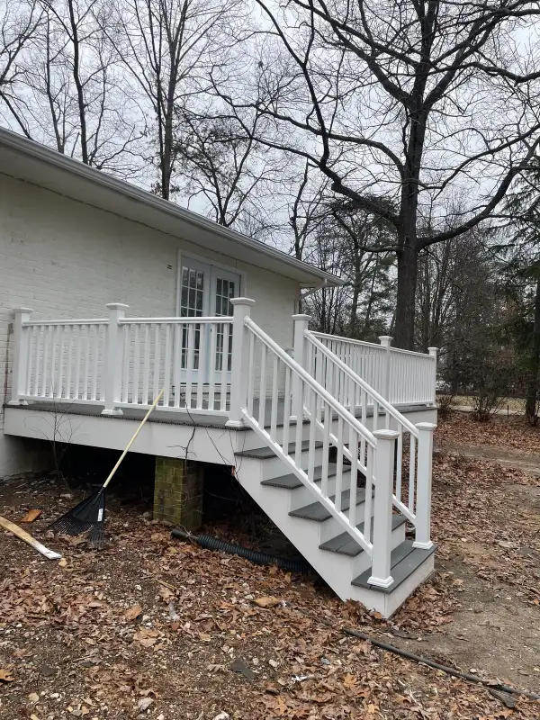Elevated Composite Deck Build with Vinyl Railing System & Composite Staircase | Sicklerville, NJ