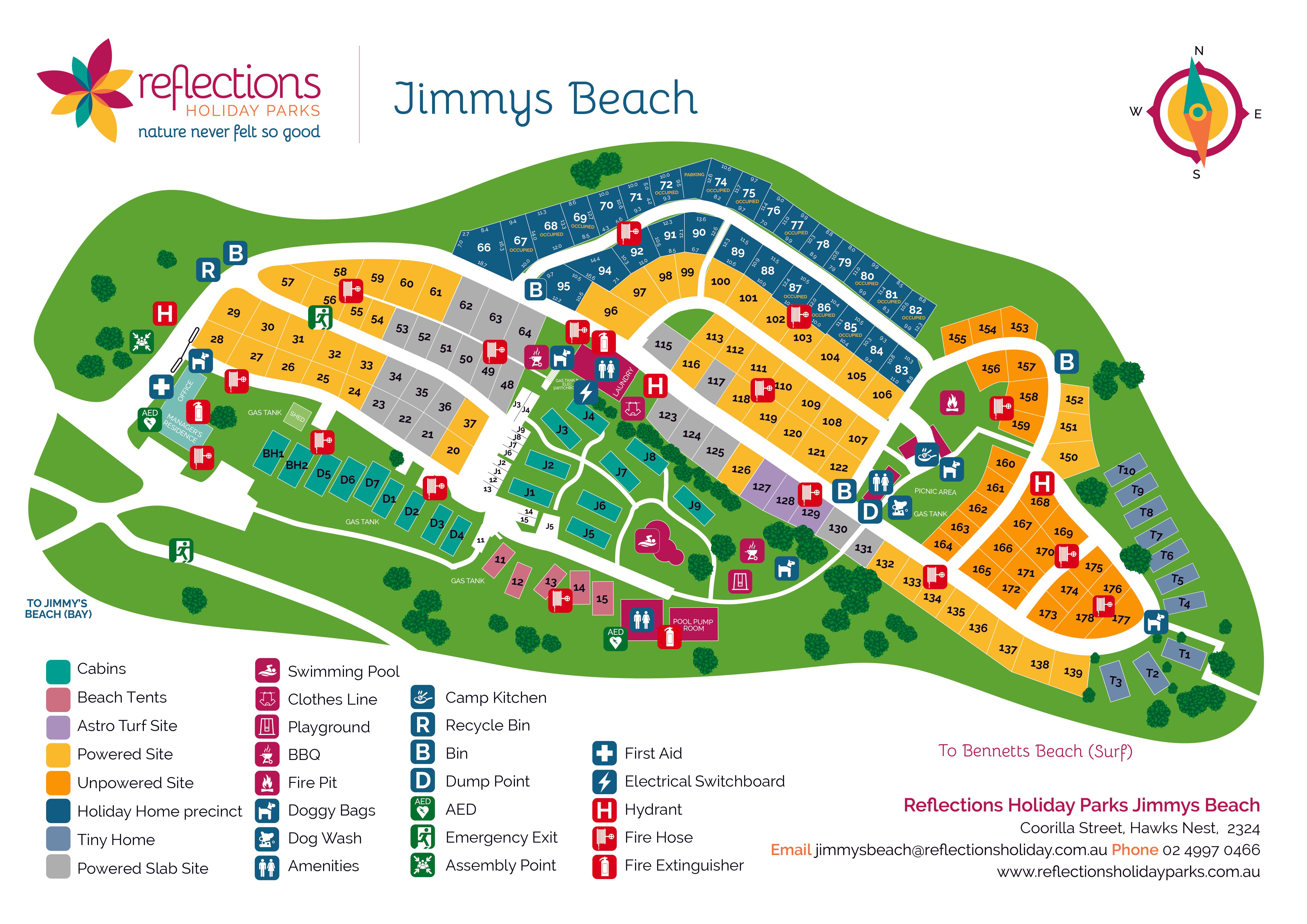 Jimmys Beach Holiday Park Map - Reflections Holiday Park