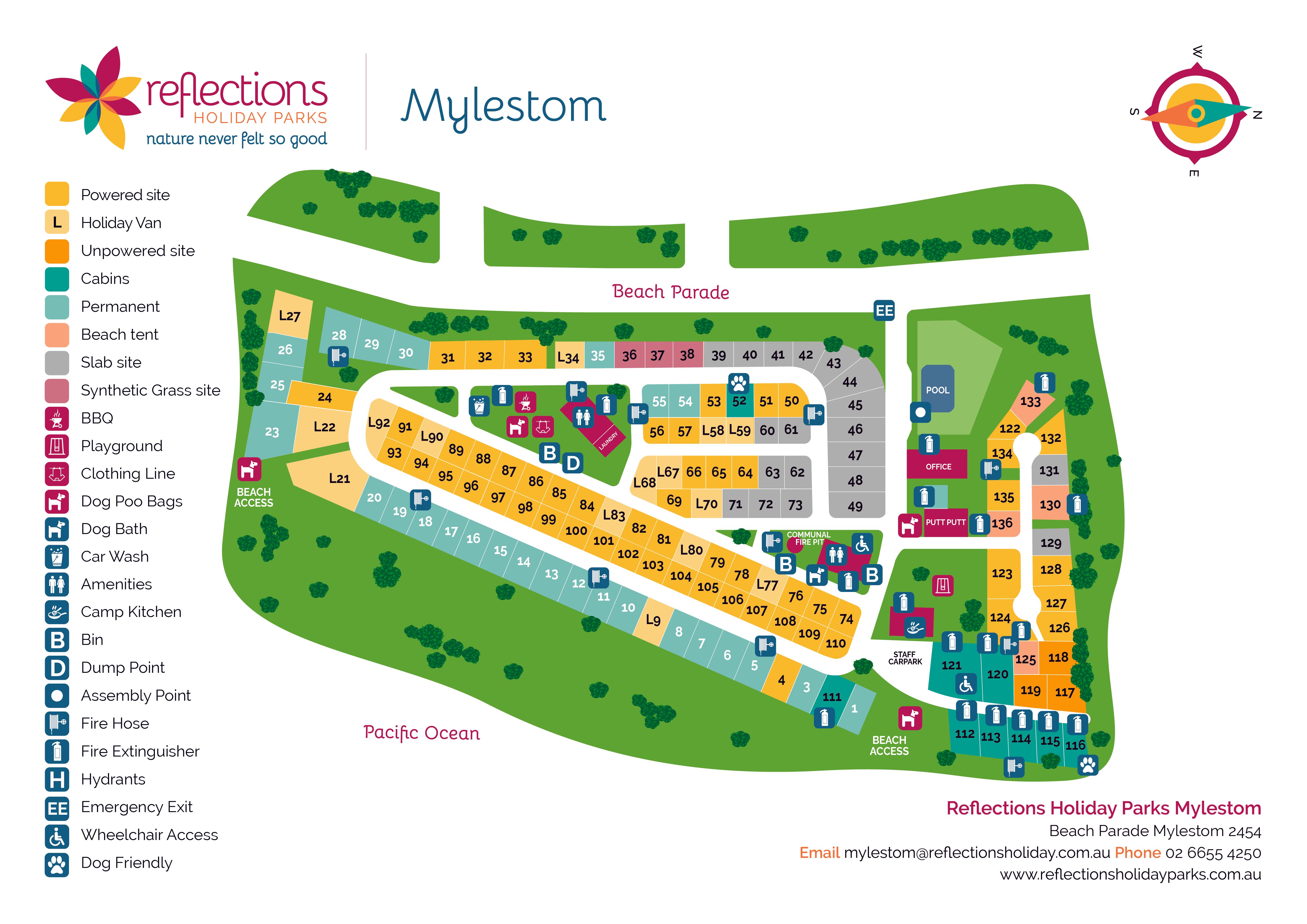 Mylestom Holiday Park Map - Reflections Holiday Park