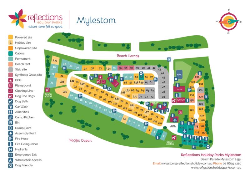 Mylestom Holiday Park Map - Reflections Holiday Park