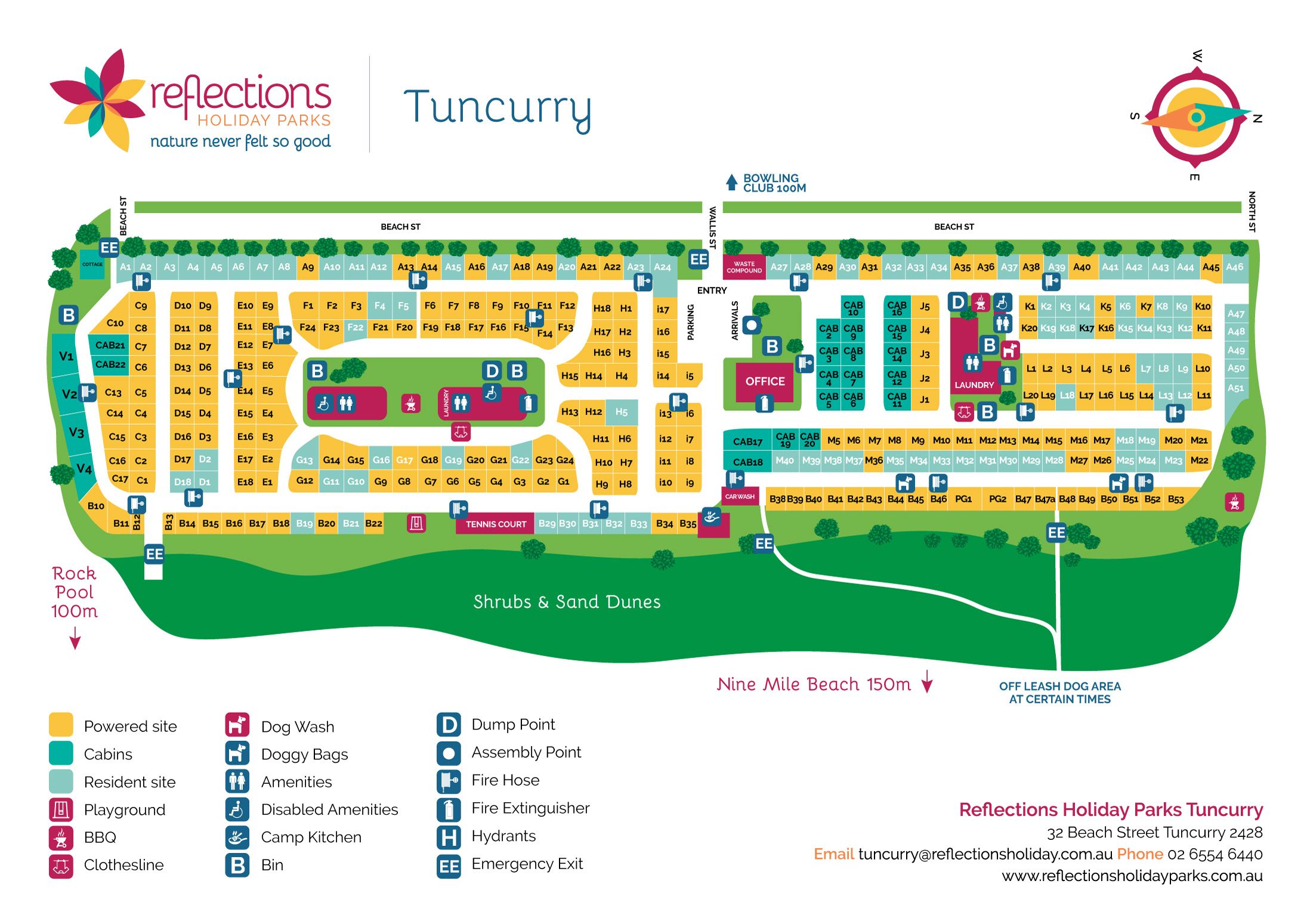 Tuncurry Holiday Park Map - Reflections Holiday Park