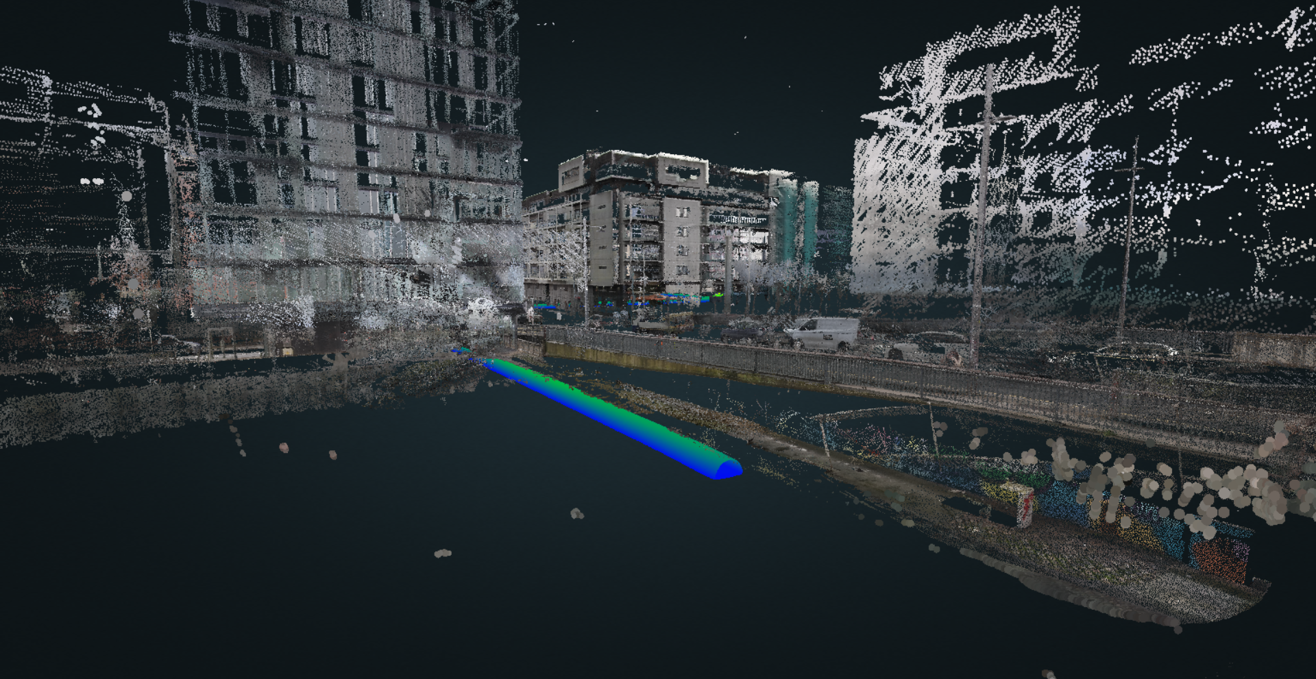 Drone flying through underground tunnel