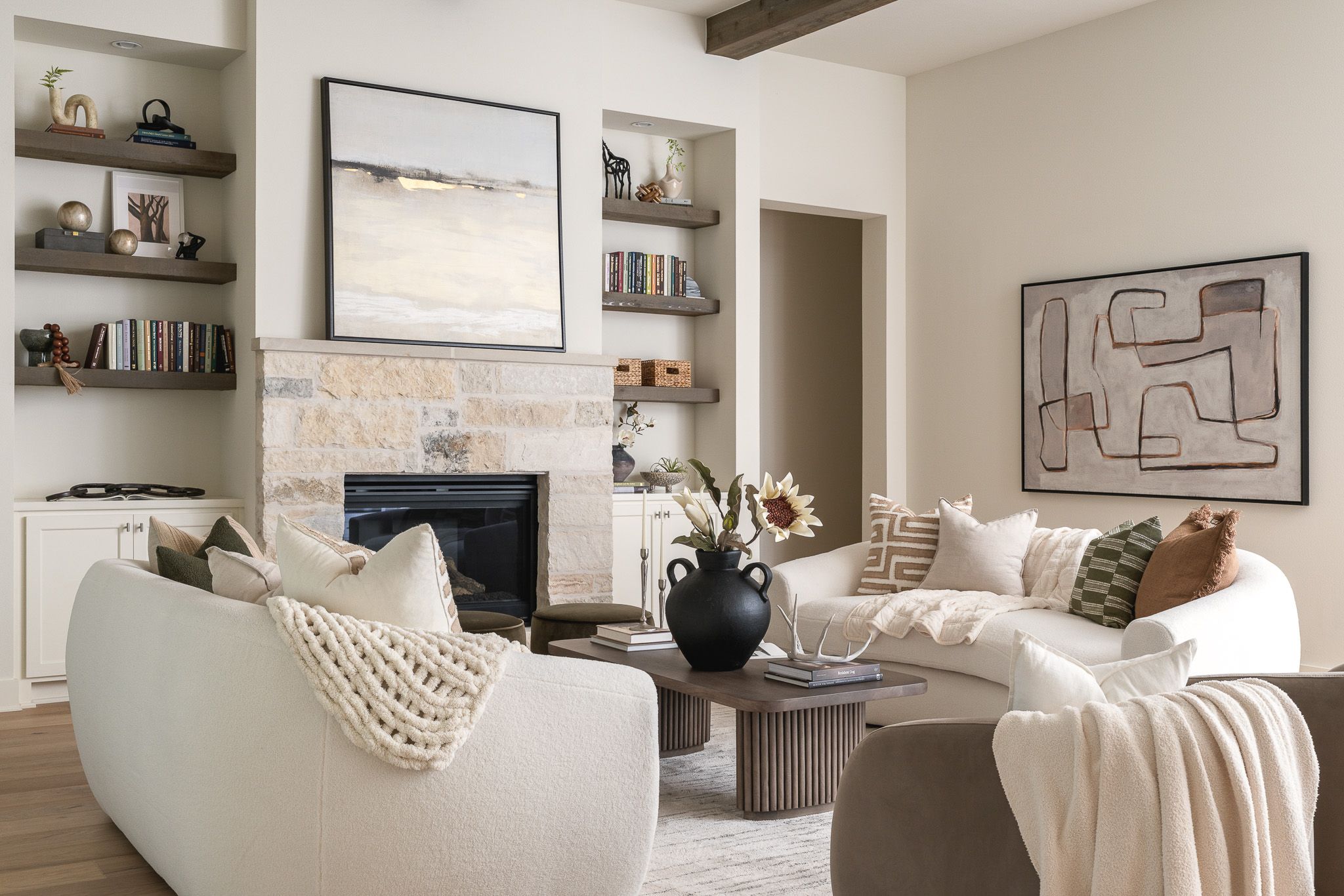 Austin home staging living room Elite Austin partnership with Notable pay at close