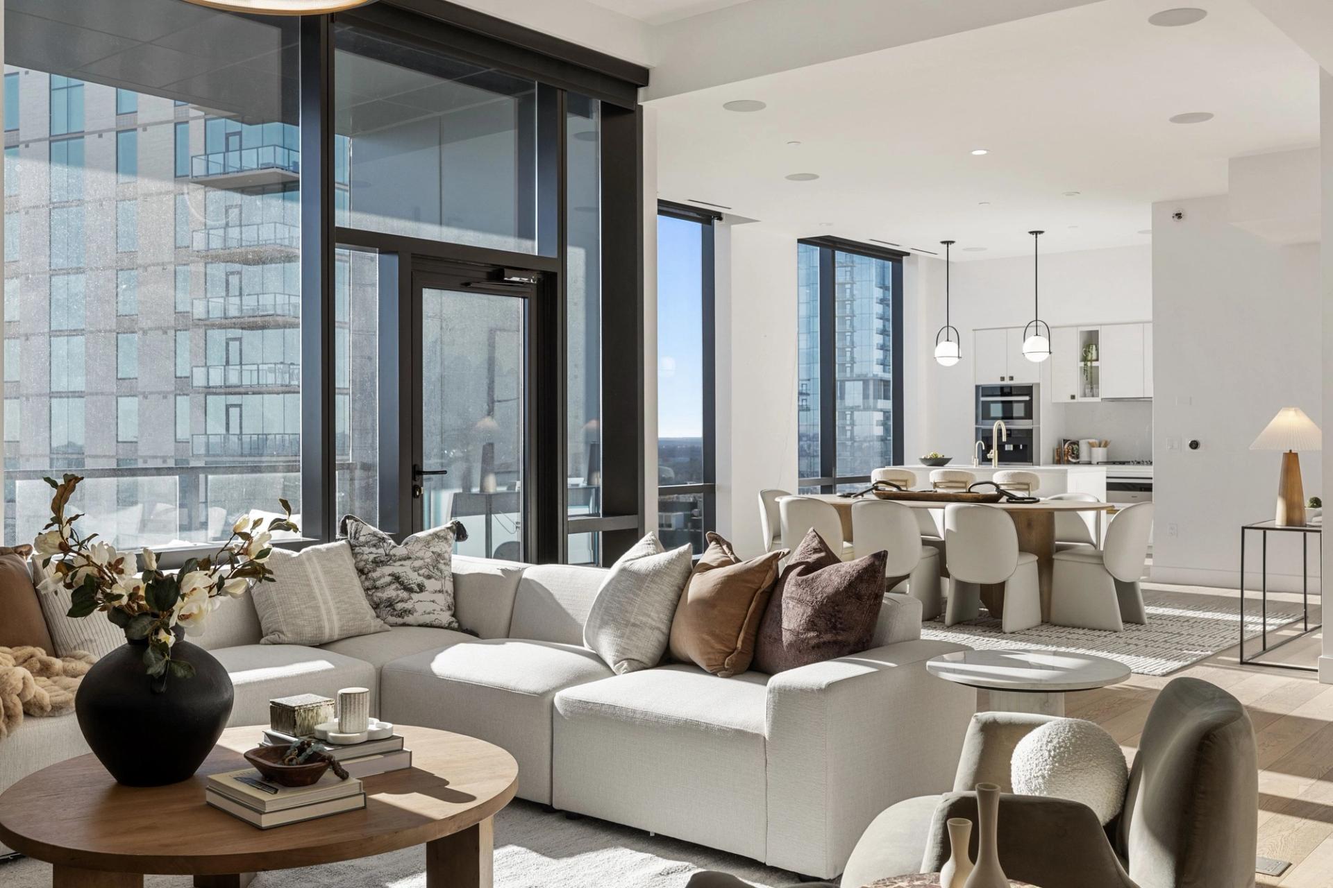 Elite Austin Texas Home Staging Concierge Furnishing Services Living Room Downtown Condo