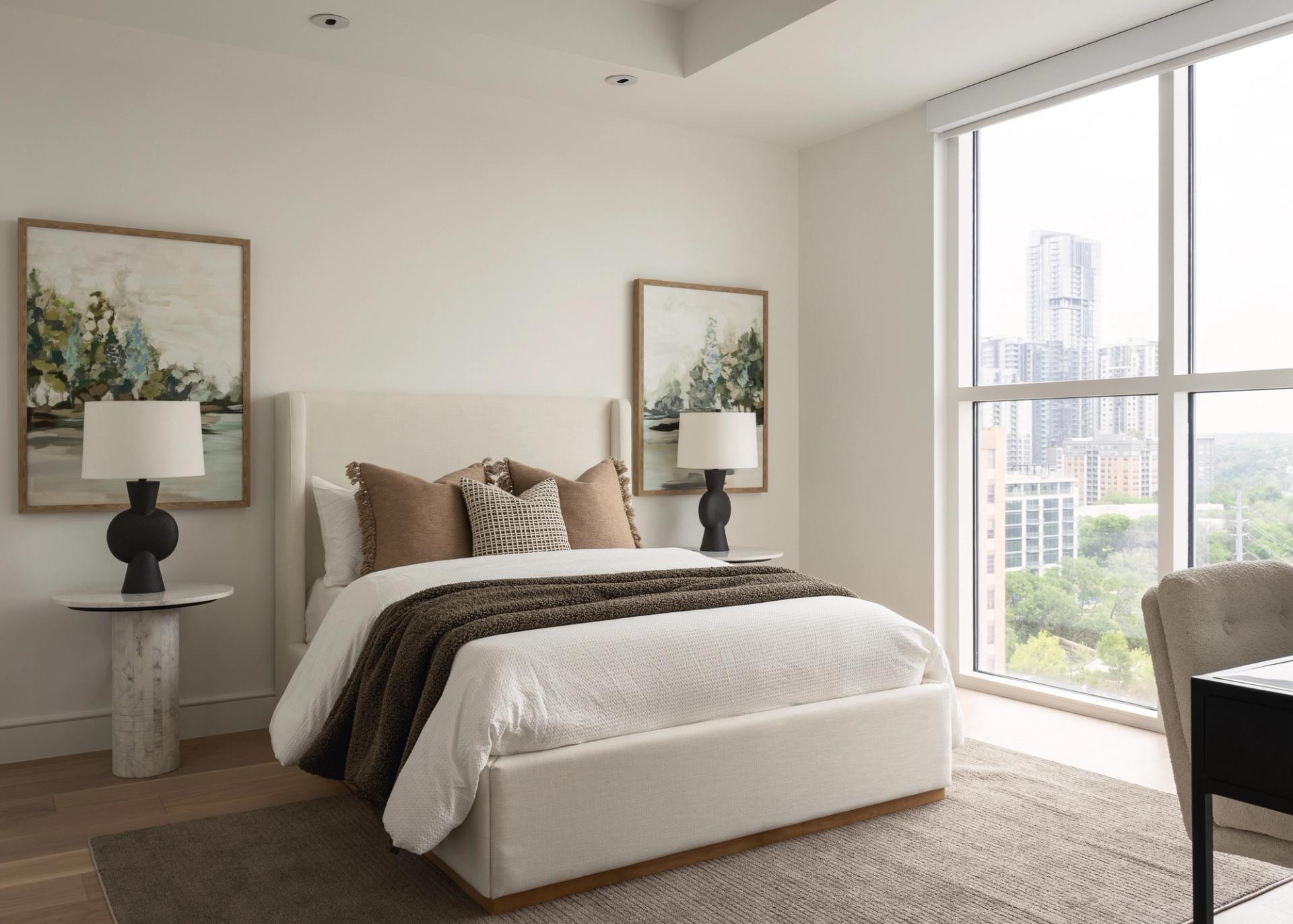 Elite Austin Texas Home Staging Concierge Furnishing Services Bedroom Downtown Condo
