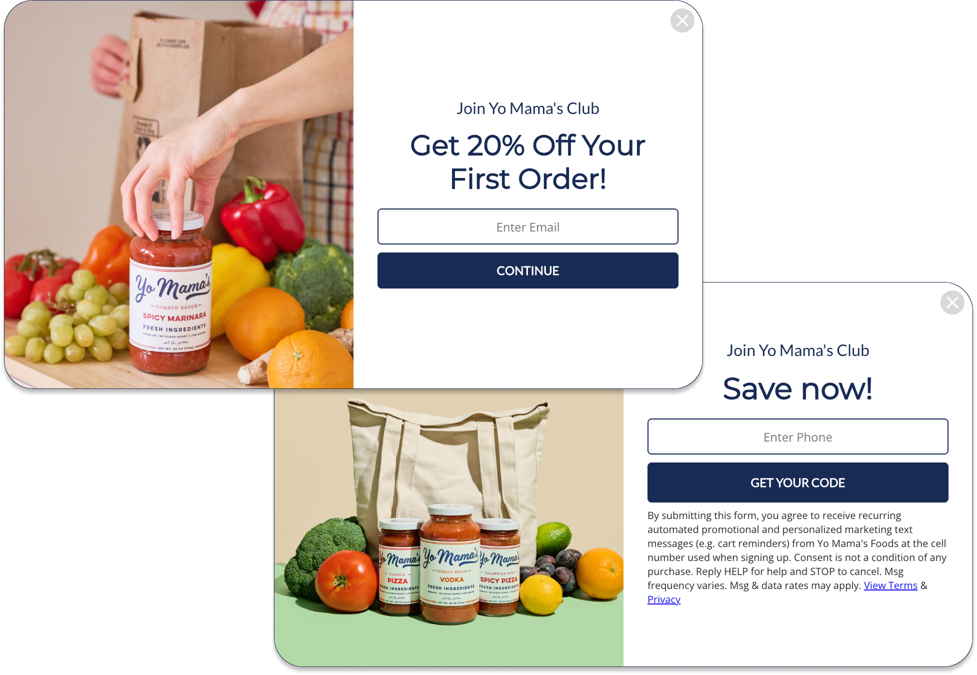 Yo Mama's Foods Popups