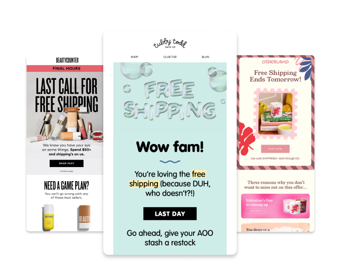 free shipping emails