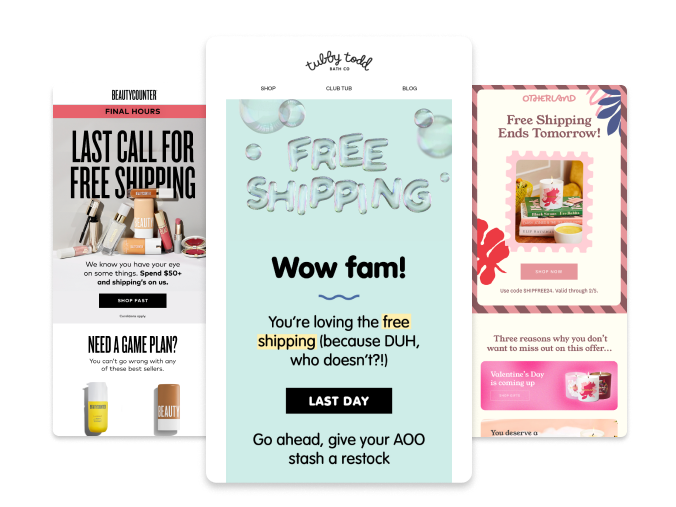 free shipping emails