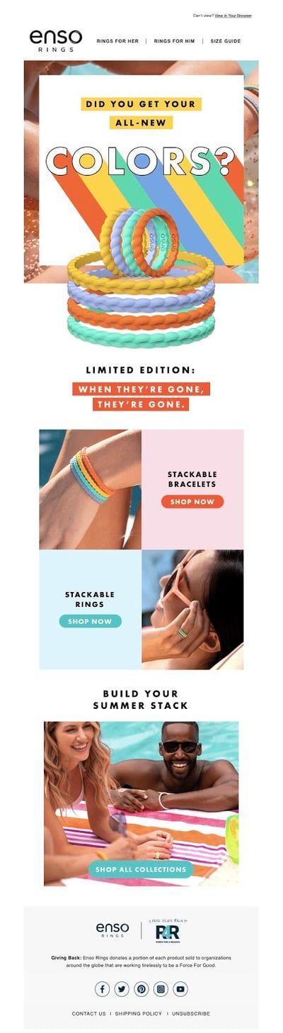 Enso Rings Email Marketing Example Shopify