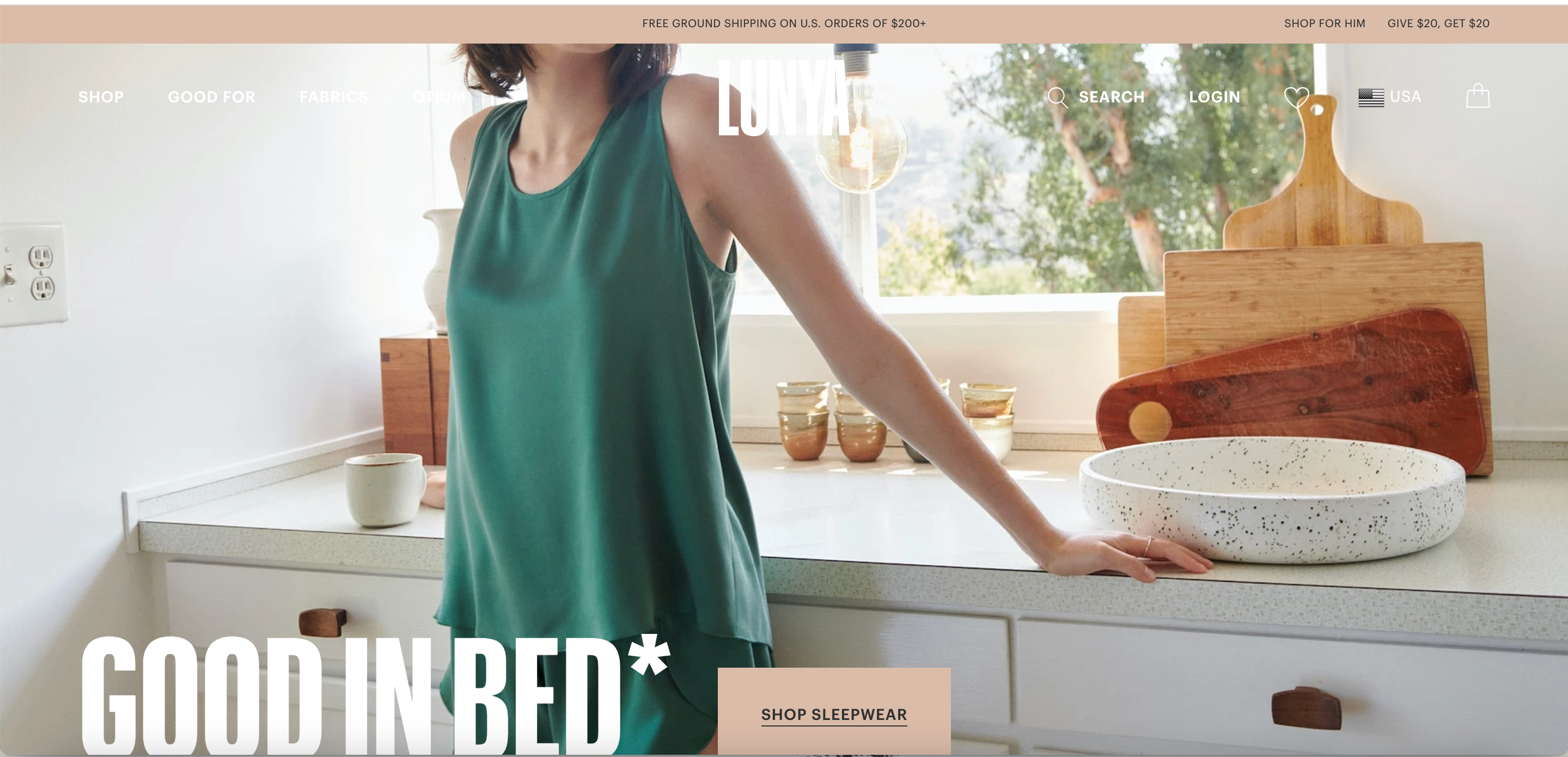 Screenshot from Lunya's website