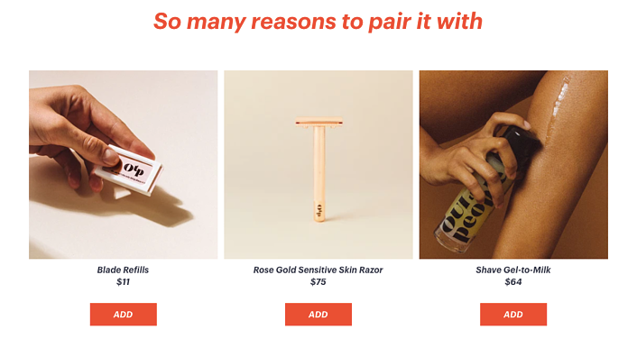 cross sell example on a product page