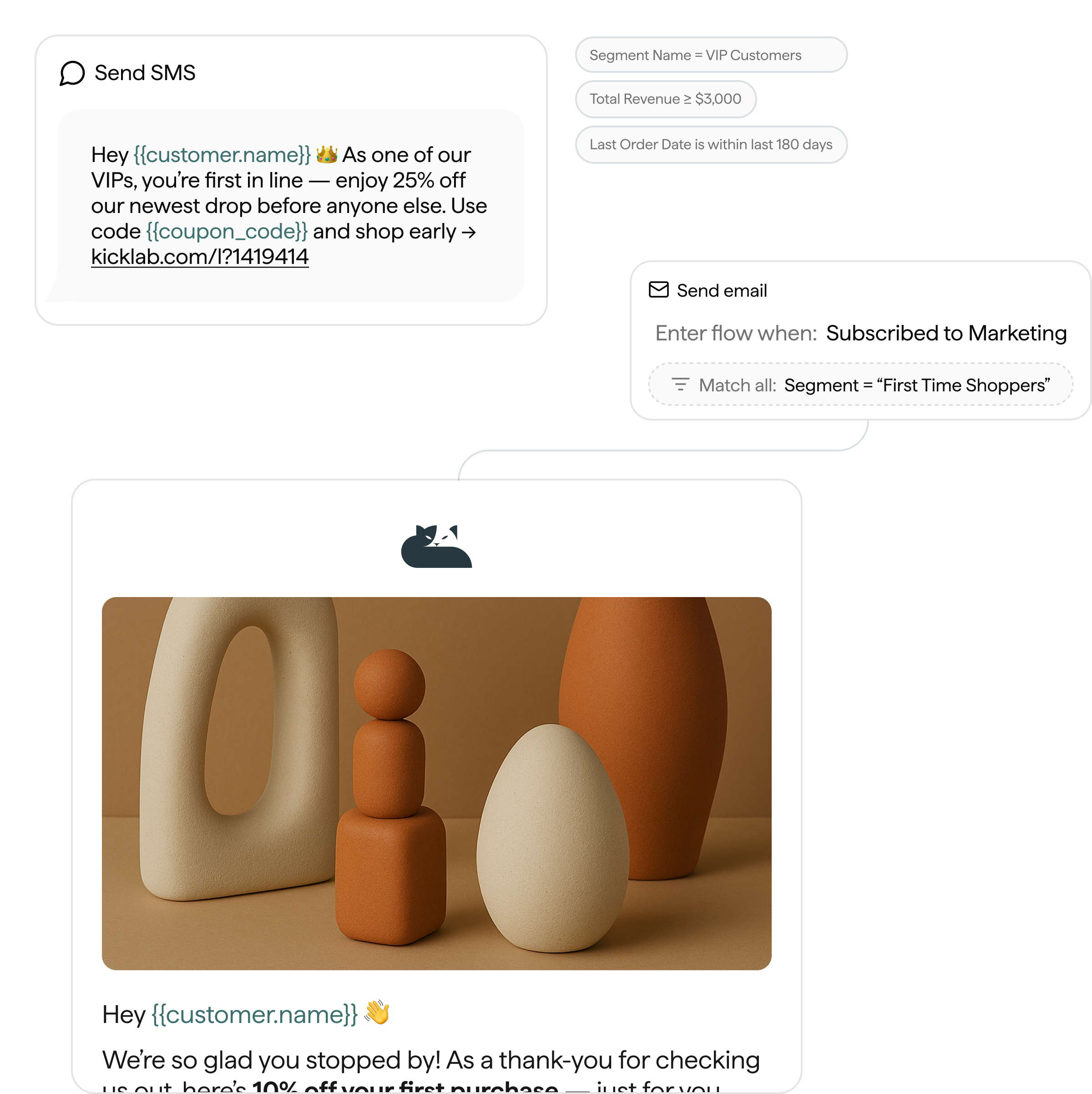 Send high-impact emails &  texts in minutes
