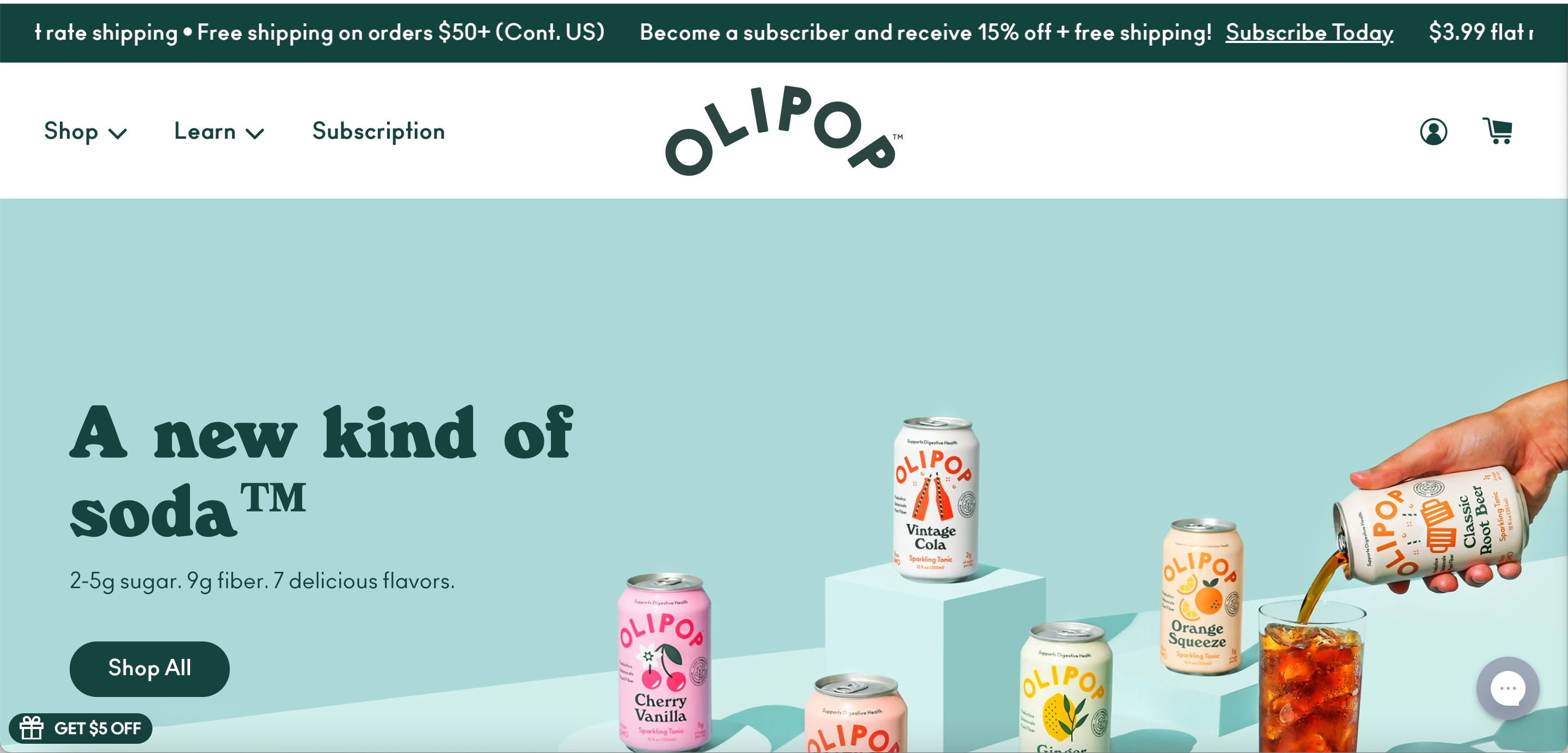 Screenshot from Olipop's website