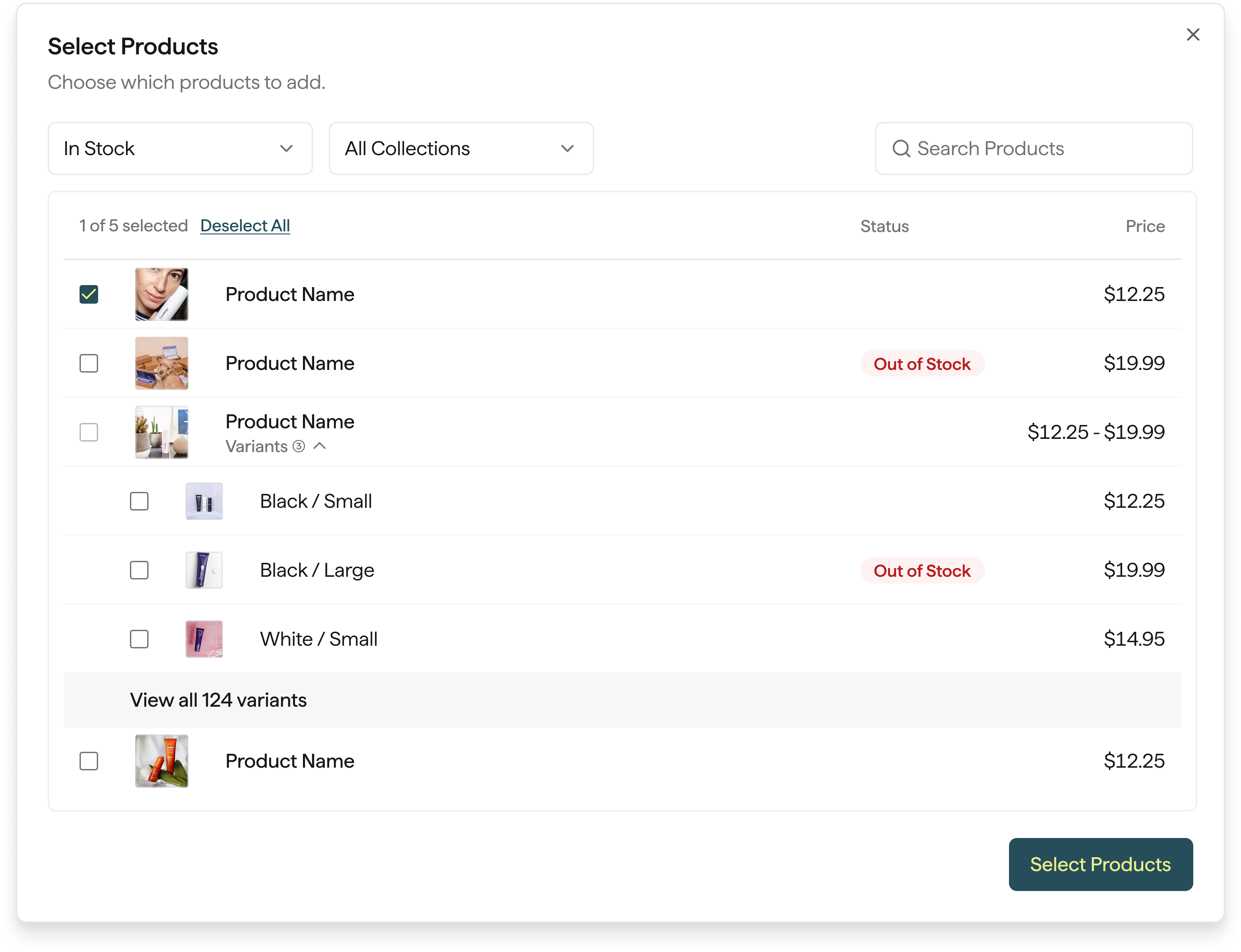 Product mock up for new product picker