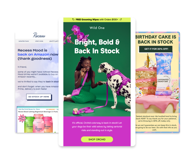 back in stock emails