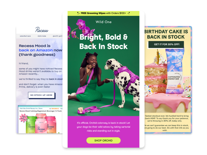 back in stock emails