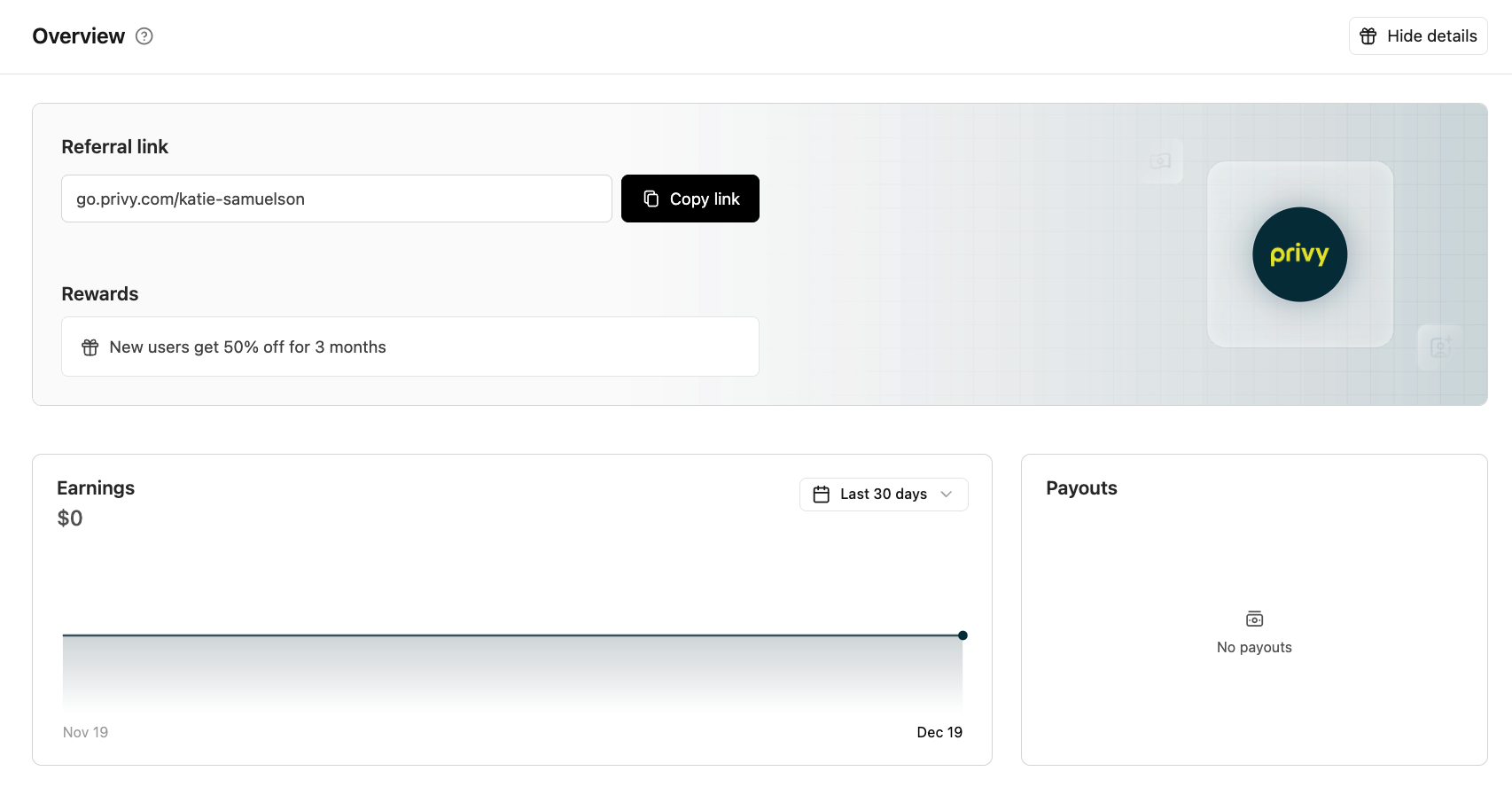 Personalized tracking dashboard