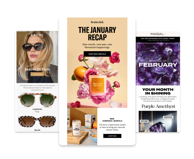 monthly recap and bestseller emails