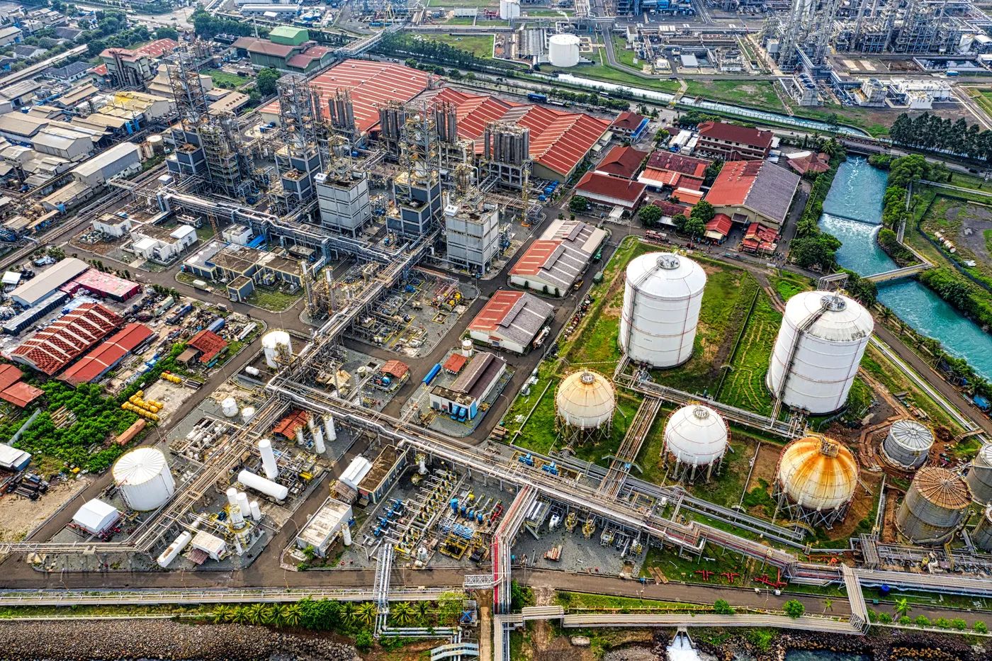 Aerial view of an industrial complex in India