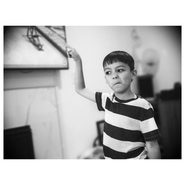 Boy Whiteboard Pointing