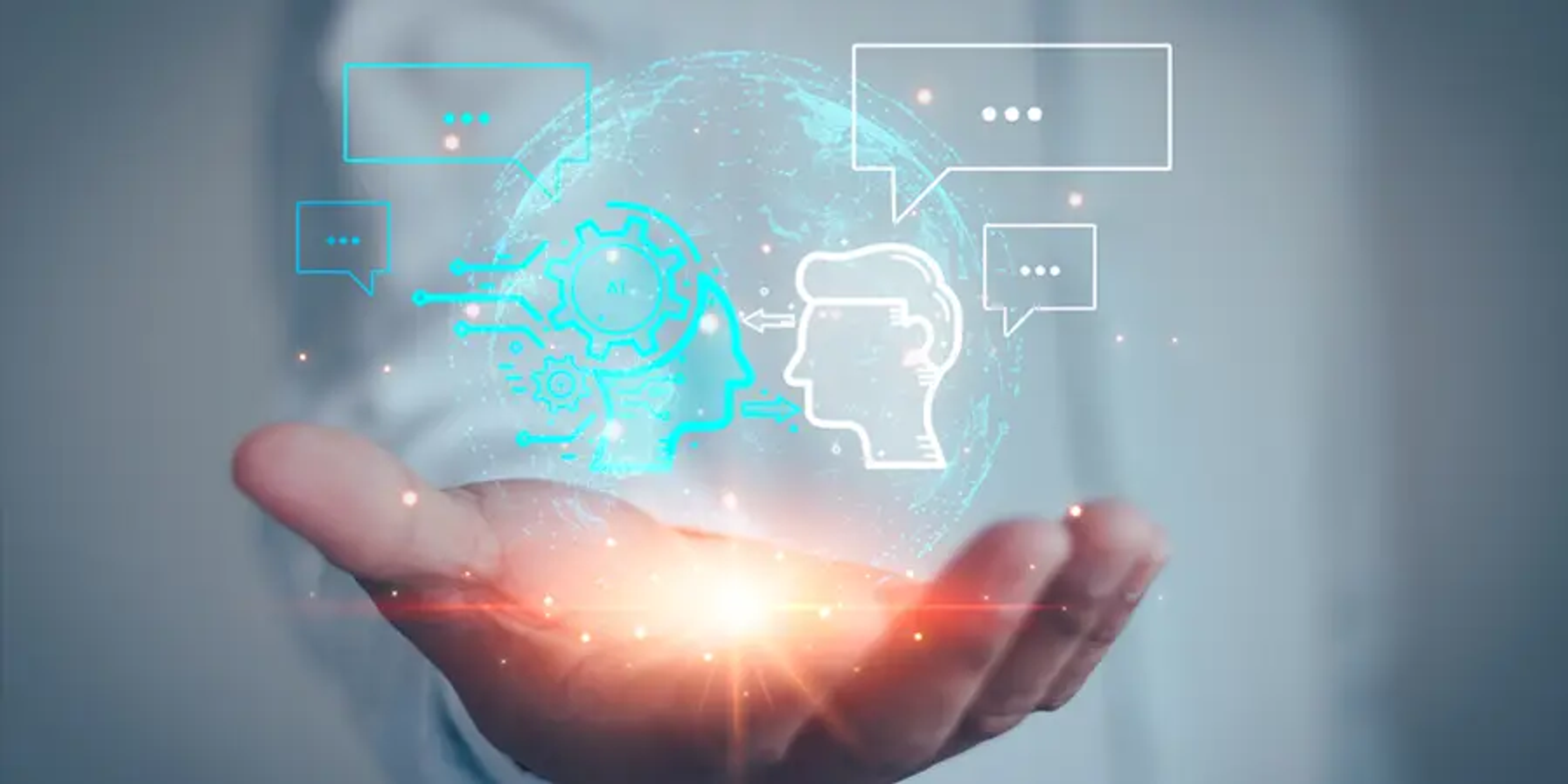 Illustration depicting the integration of Generative AI in IT operations, showcasing automated coding, cybersecurity analytics, and predictive maintenance dashboards.