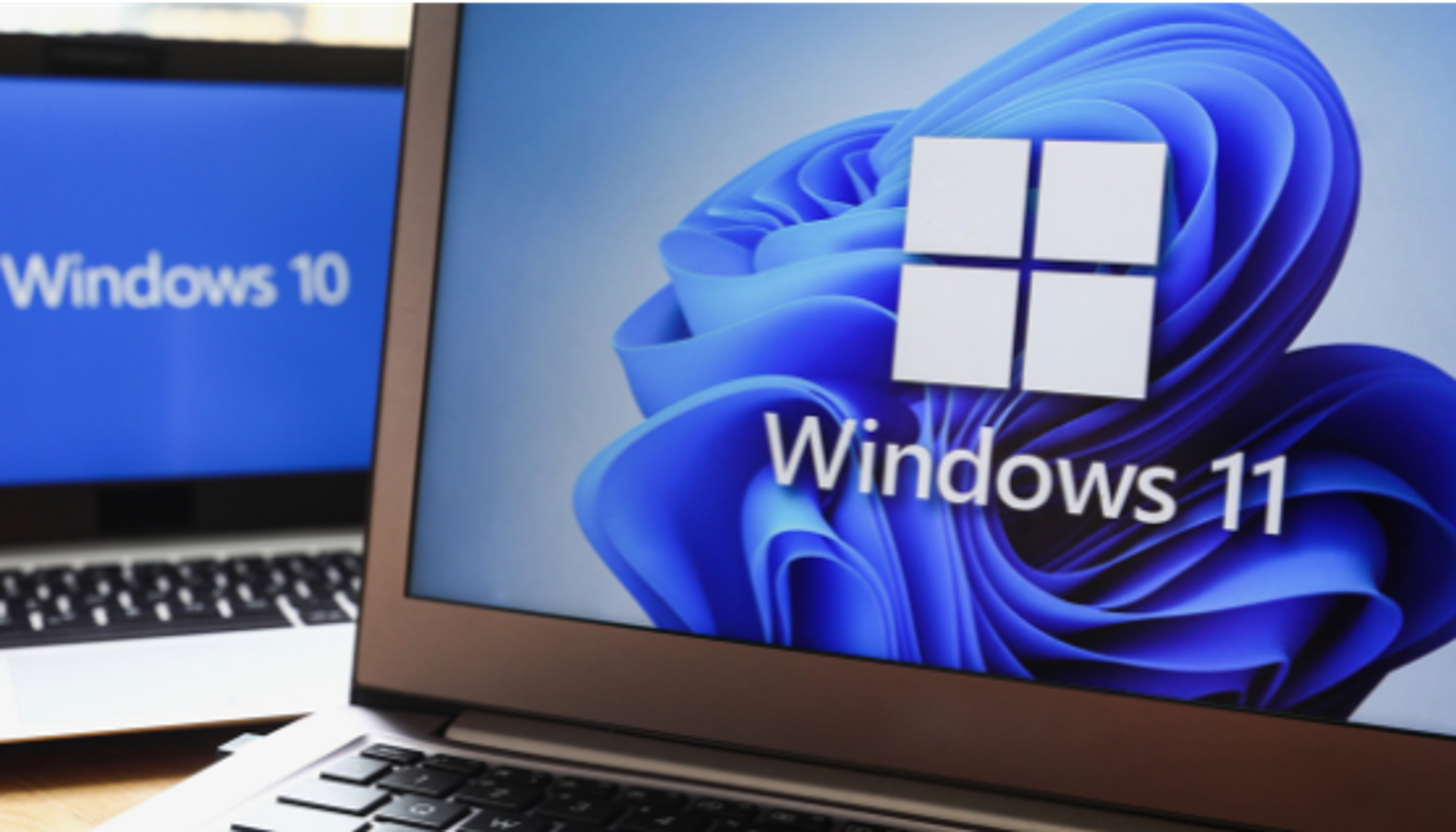 A nostalgic Windows 10 desktop fading into the background as a futuristic interface emerges, symbolizing the transition to the next Windows era.