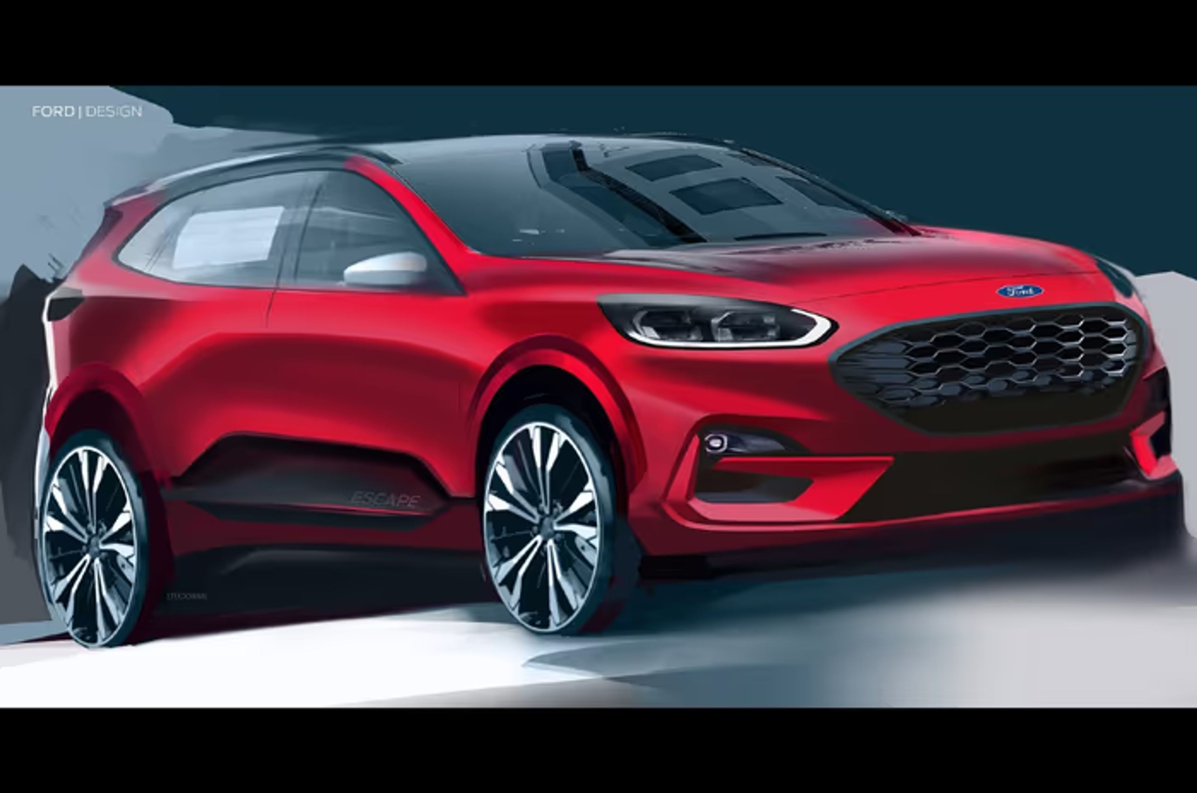 Rear three-quarter view of the 2025 Ford Capri EV, showcasing its sleek coupe-SUV design in a vibrant yellow finish.