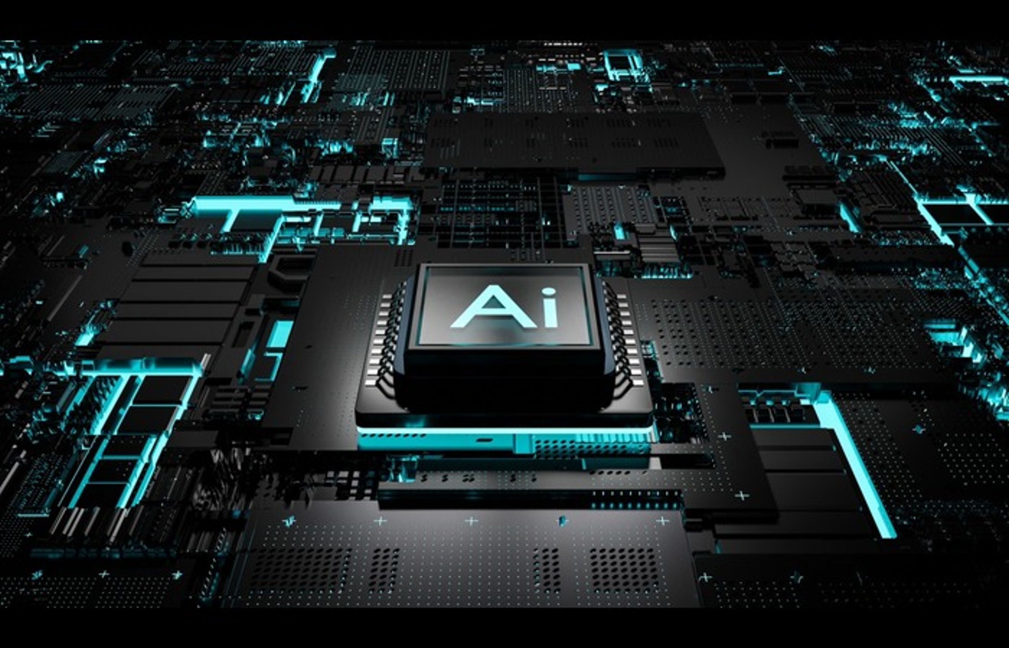 A futuristic startup workspace with glowing AI data projections, symbolizing innovation and disruption in the artificial intelligence space.