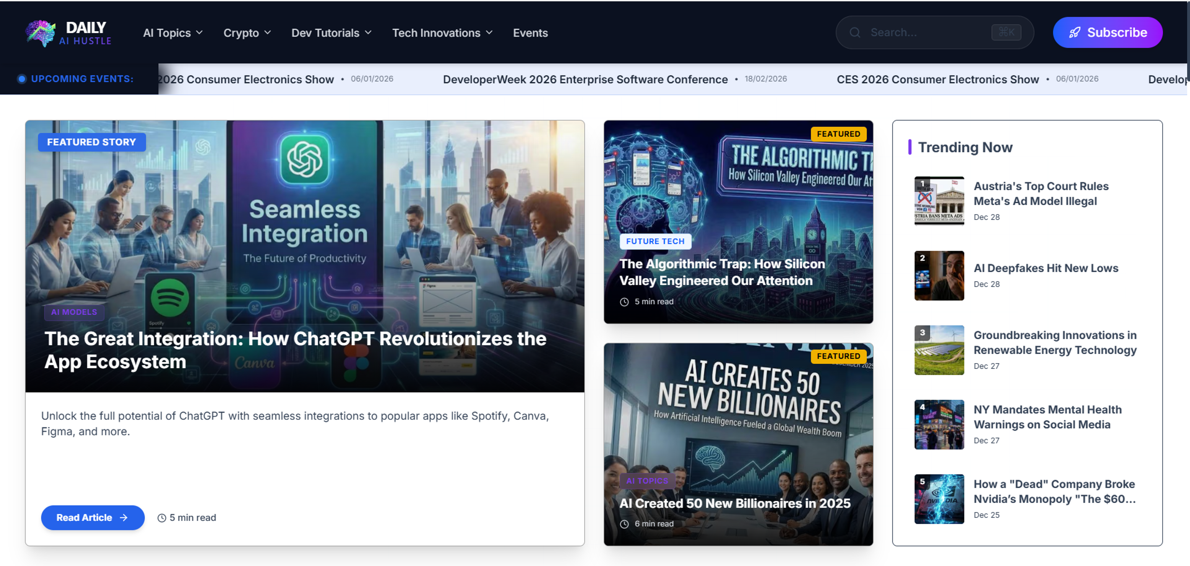 Daily AI Hustle Blog Website
