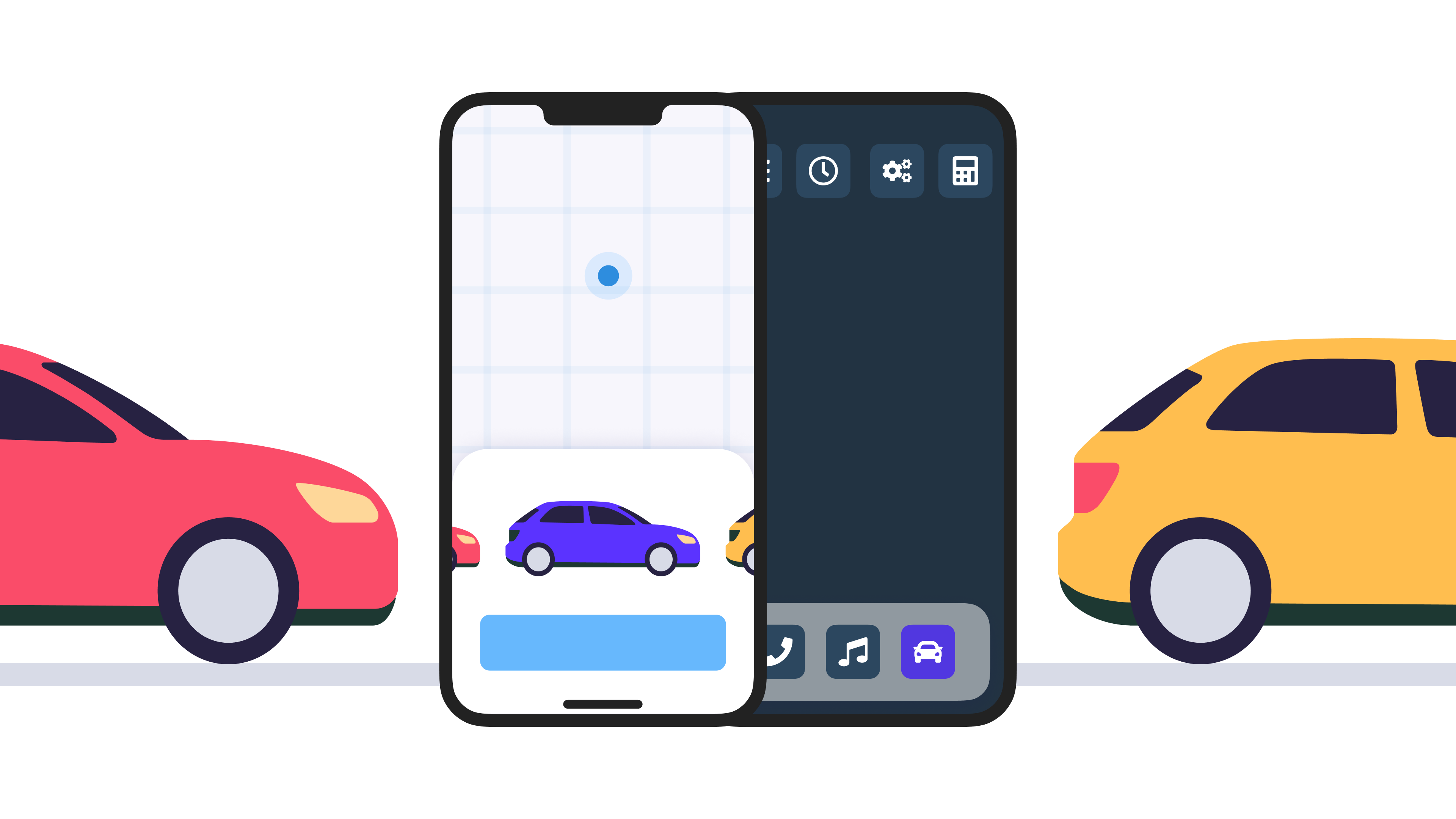 phone ui with selection for different vehicles