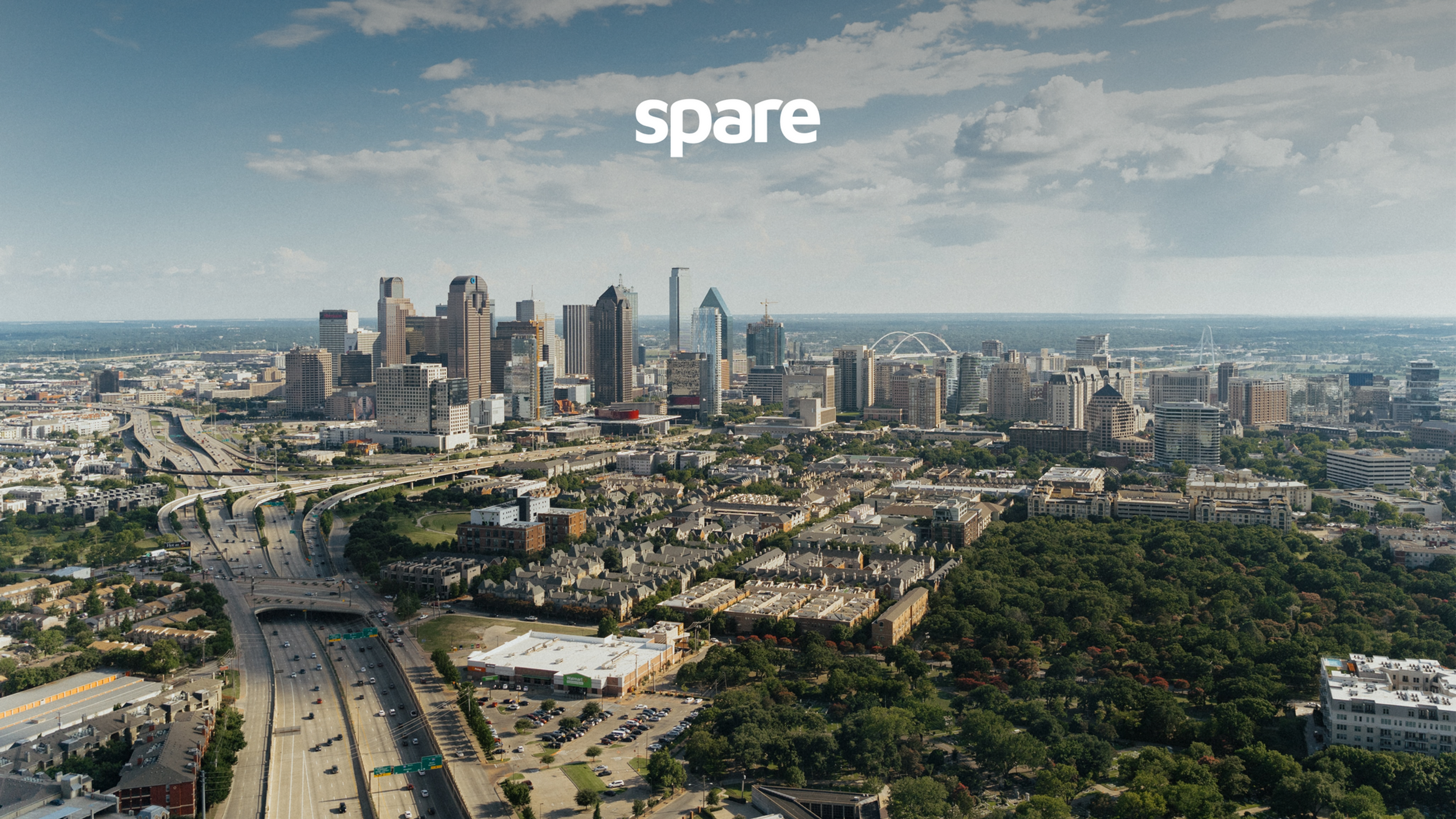 Dallas landscape with Spare logo